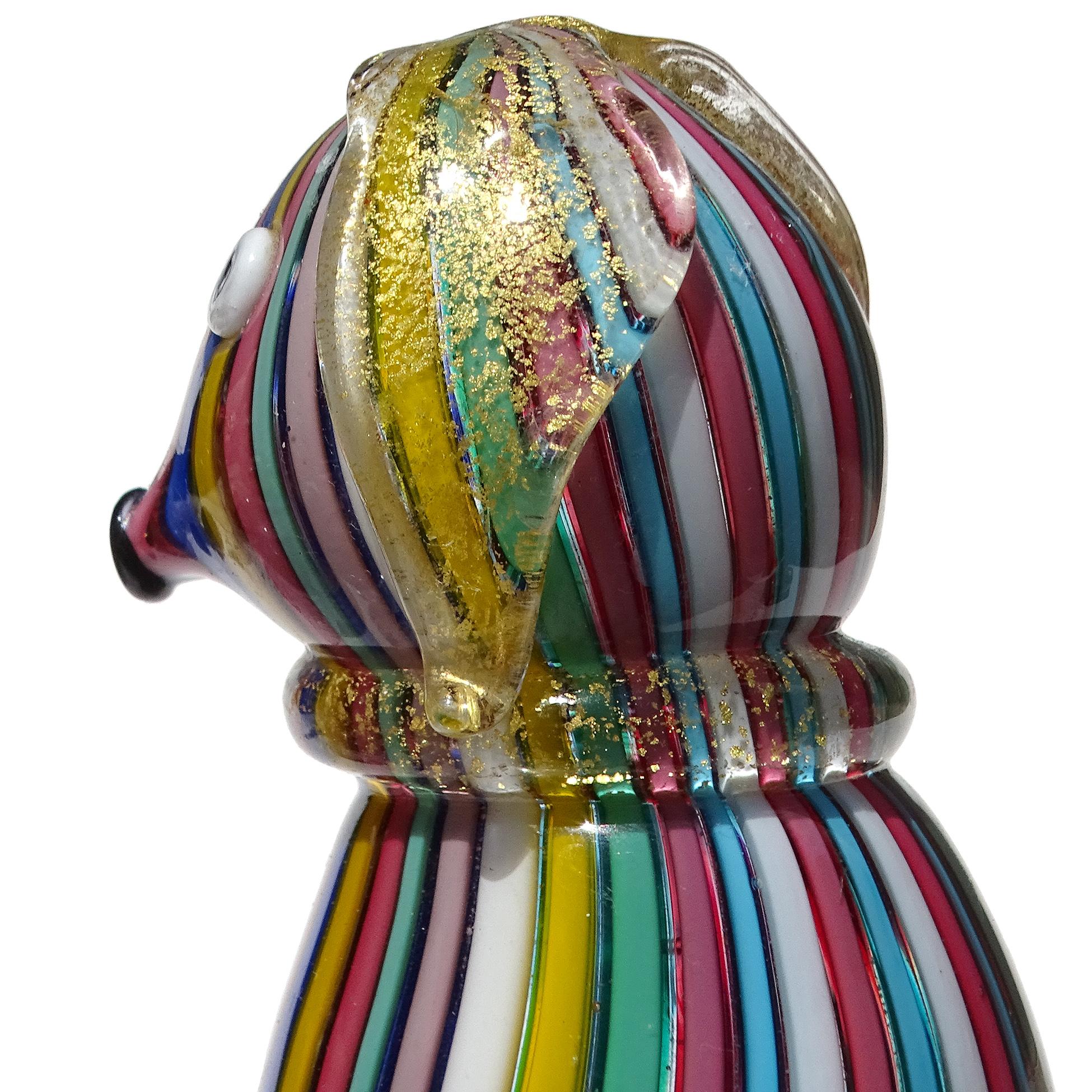 Murano Fratelli Toso Arcobaleno a fiocchi d'oro con nastri in vetro artistico italiano Figurina di cane In condizioni buone in vendita a Kissimmee, FL