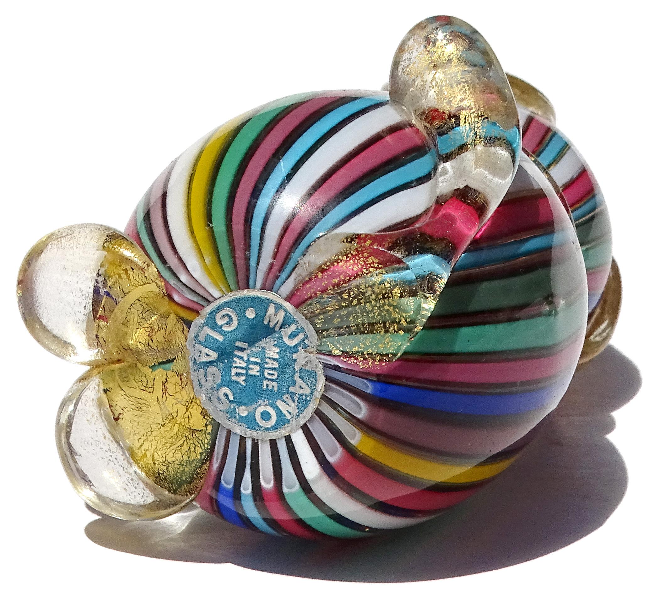 Murano Fratelli Toso Arcobaleno a fiocchi d'oro con nastri in vetro artistico italiano Figurina di cane in vendita 1