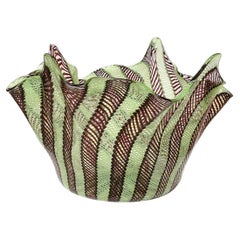 Murano Fratelli Toso Ribbons Italian Art Glass Sculptural Fazzoletto Flower Vase Murano Fratelli Toso Ribbons Italian Art Glass Sculptural Fazzoletto Flower Vase
