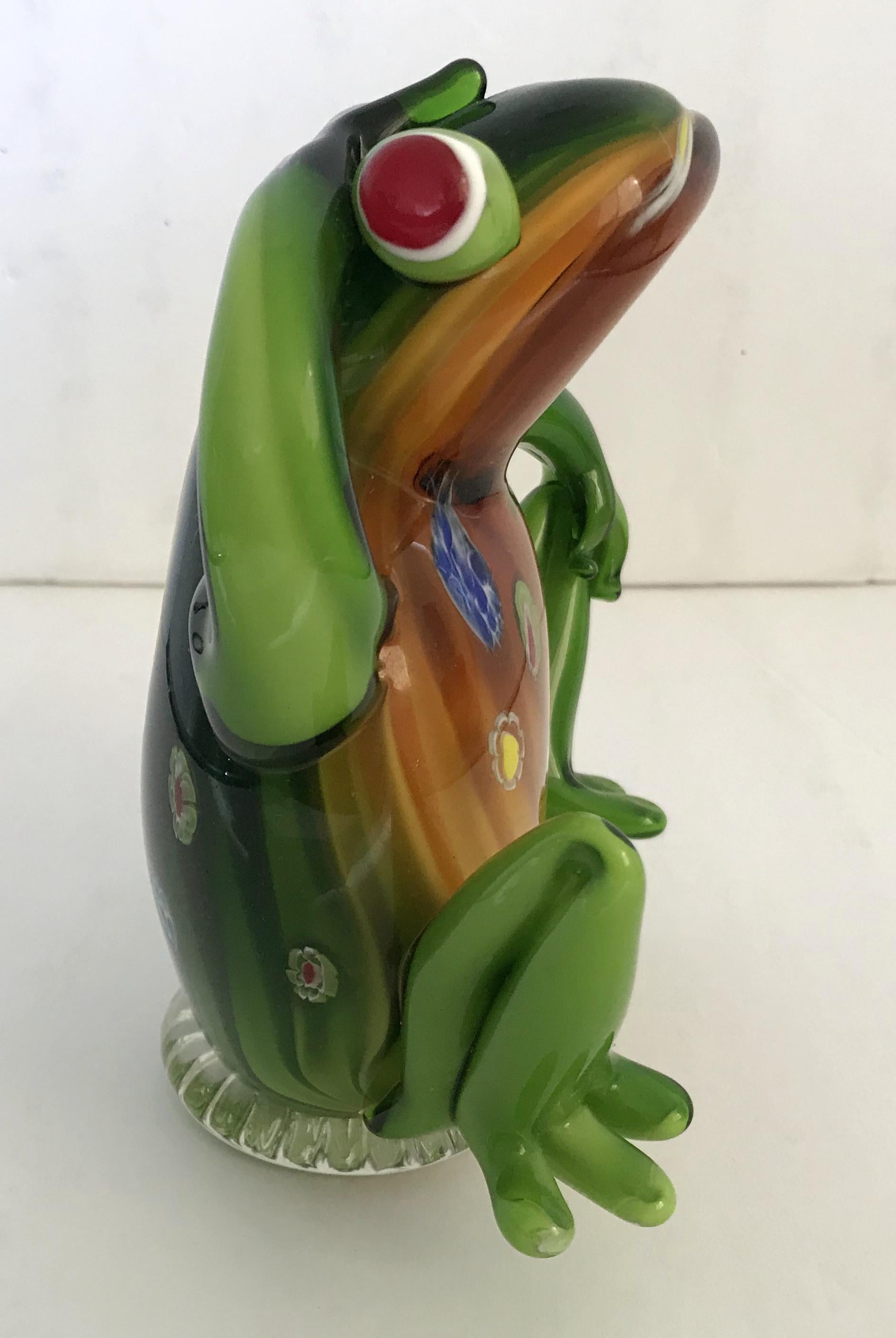 Modern Murano Frog Sculpture