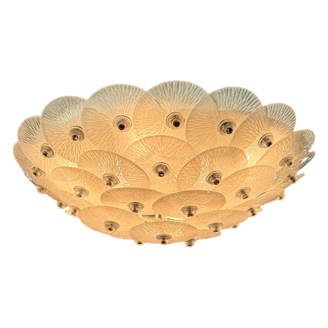 Murano Frost Disc Flush Mount Chandelier For Sale