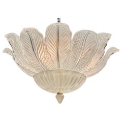 Lampadario a incasso con foglie in vetro Murano Frost