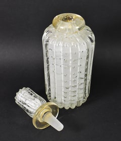 Murano Frosted and Clear Bubble Glass Decanter with Gold Flecks