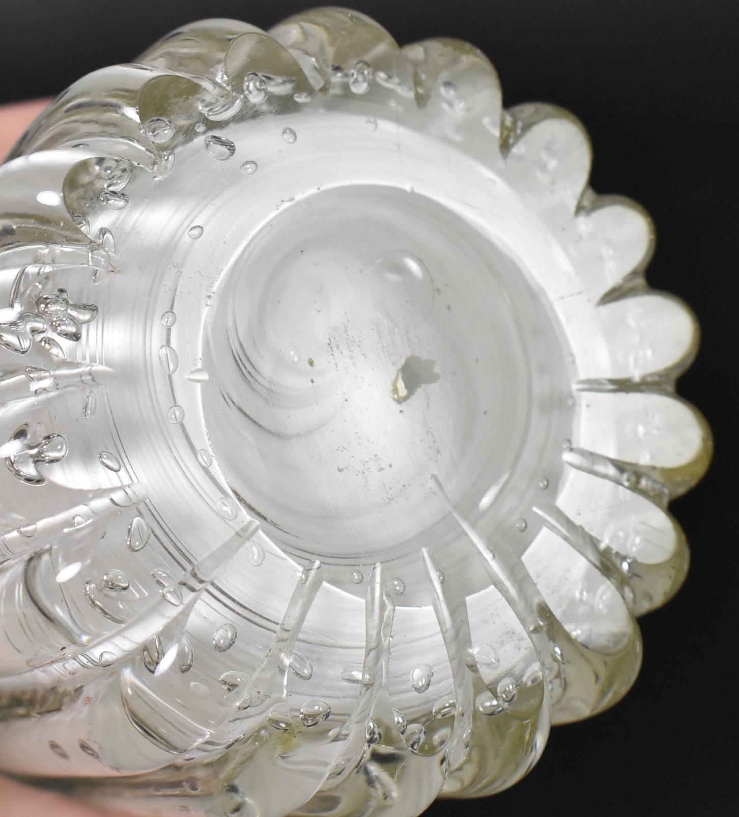 Murano Frosted and Clear Bubble Glass Decanter with Gold Flecks 2