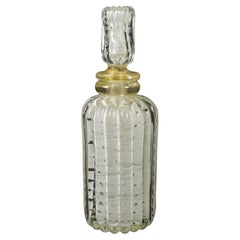Murano Frosted and Clear Bubble Glass Decanter with Gold Flecks