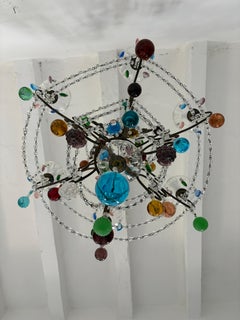 Murano Fruit Multi Color Drops Macaroni Swags Crystal Prisms Chandelier Italian