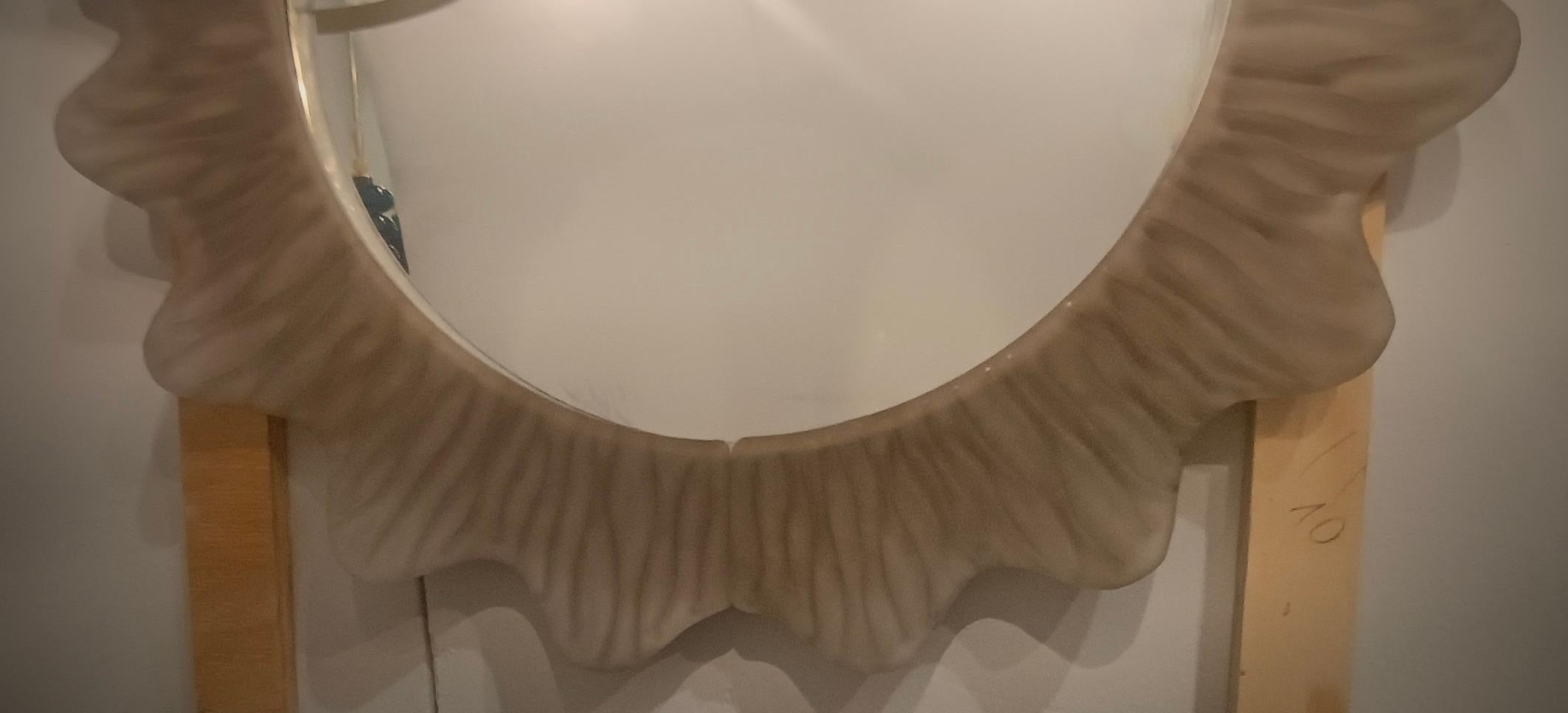 Verre de Murano Console / miroir mural italien en verre d'art de Murano Fume et laiton, 2020 en vente