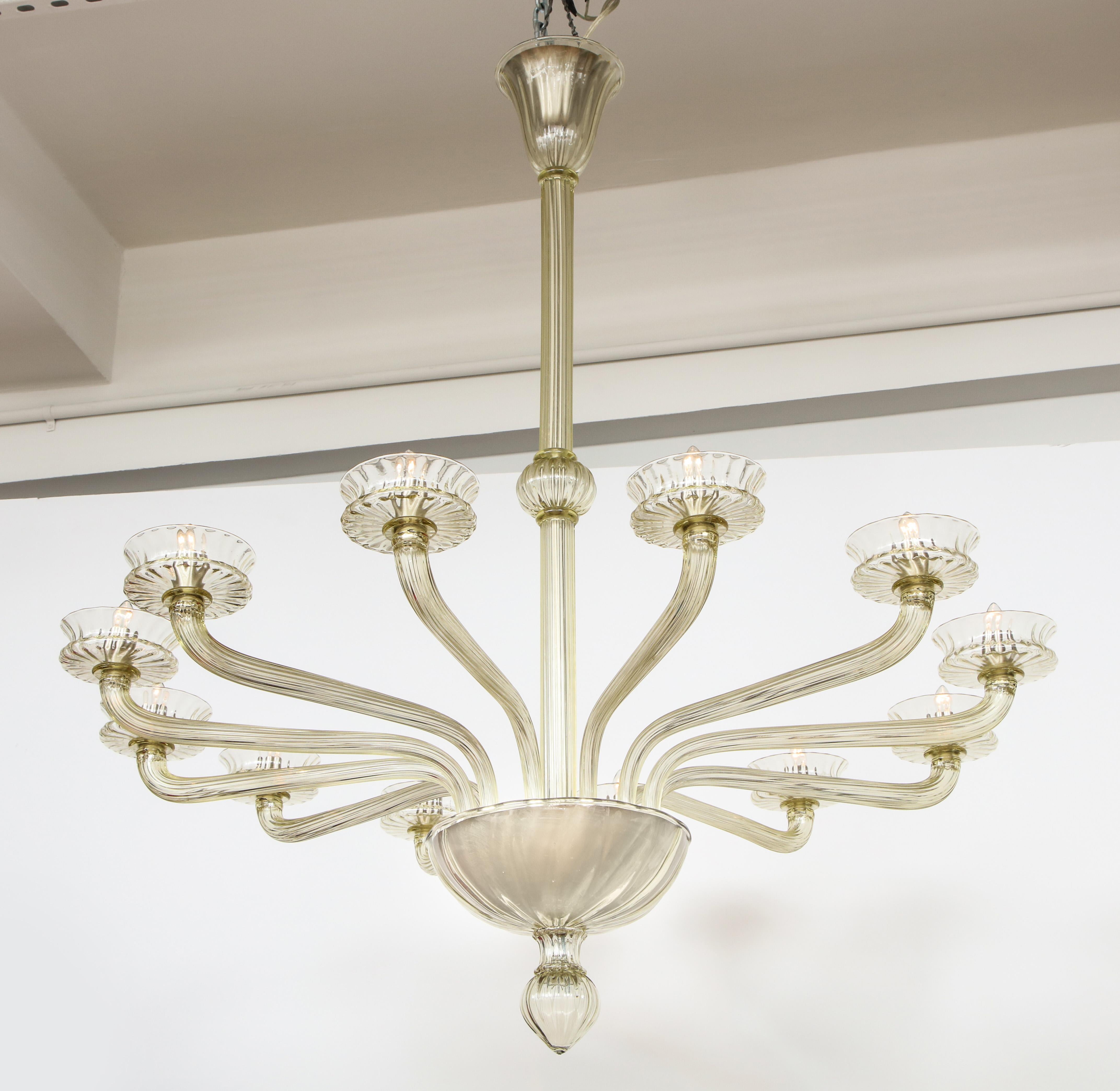 Murano “Fume Fulva” Glass 12-Light Chandelier In Excellent Condition In New York, NY