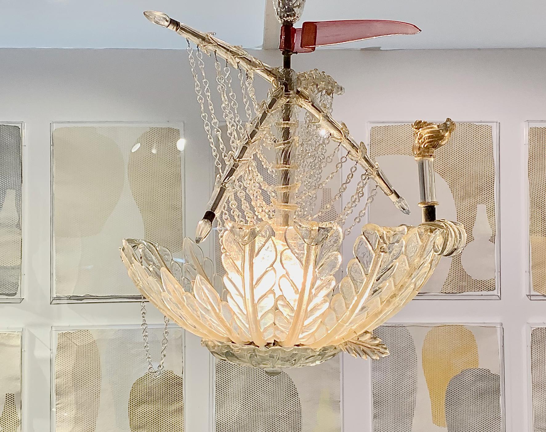 Mid-Century Modern Murano Galleon Light by Seguso for Veronese For Sale