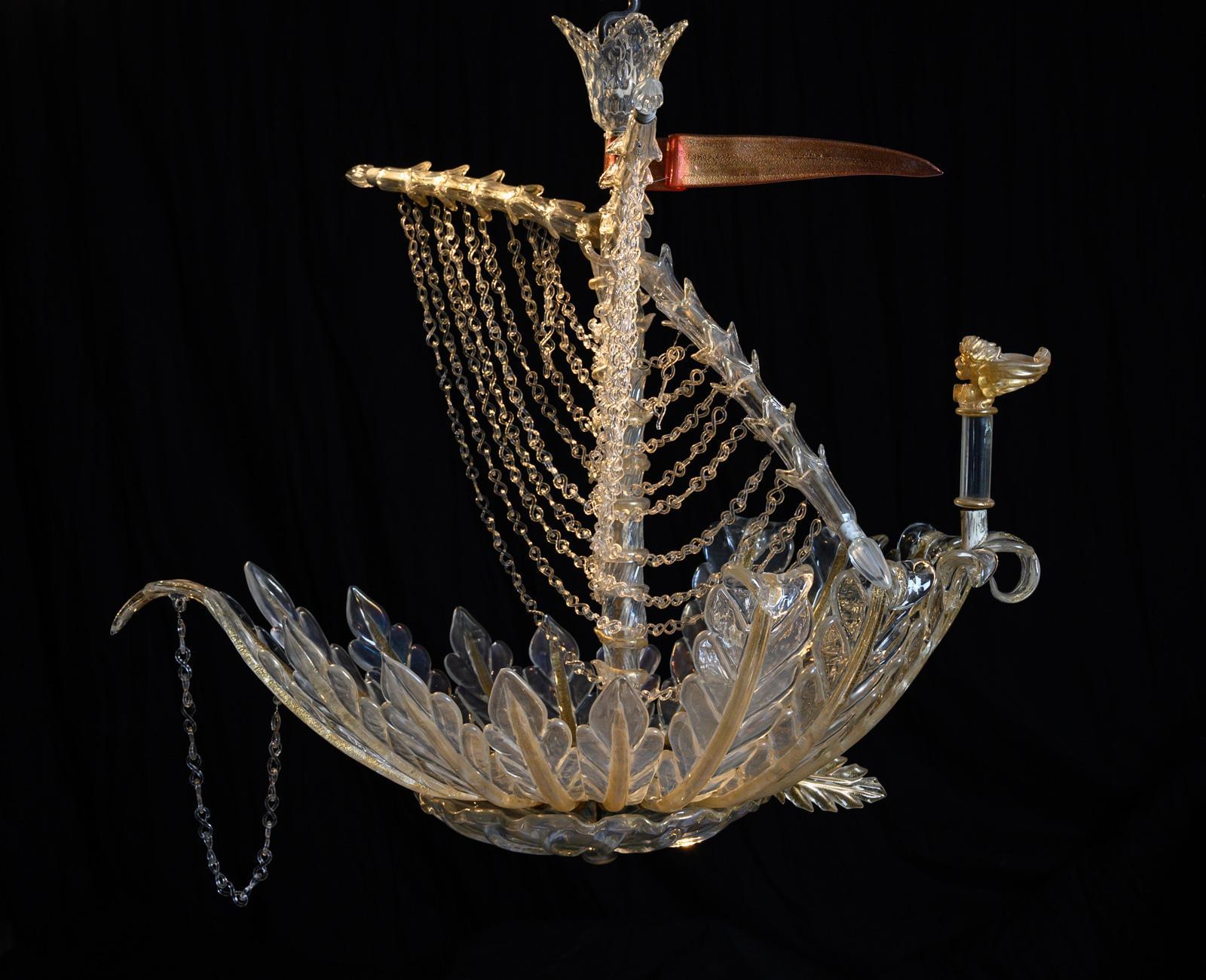 Murano Galleon Light by Seguso for Veronese For Sale