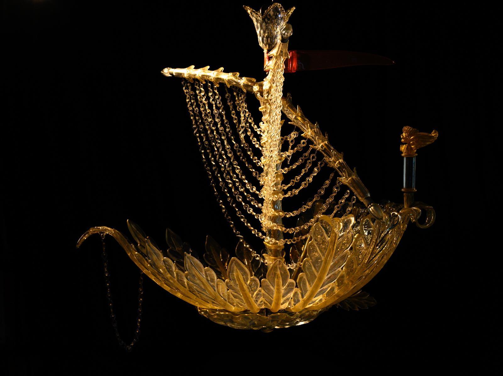Mid-20th Century Murano Galleon Light by Seguso for Veronese For Sale