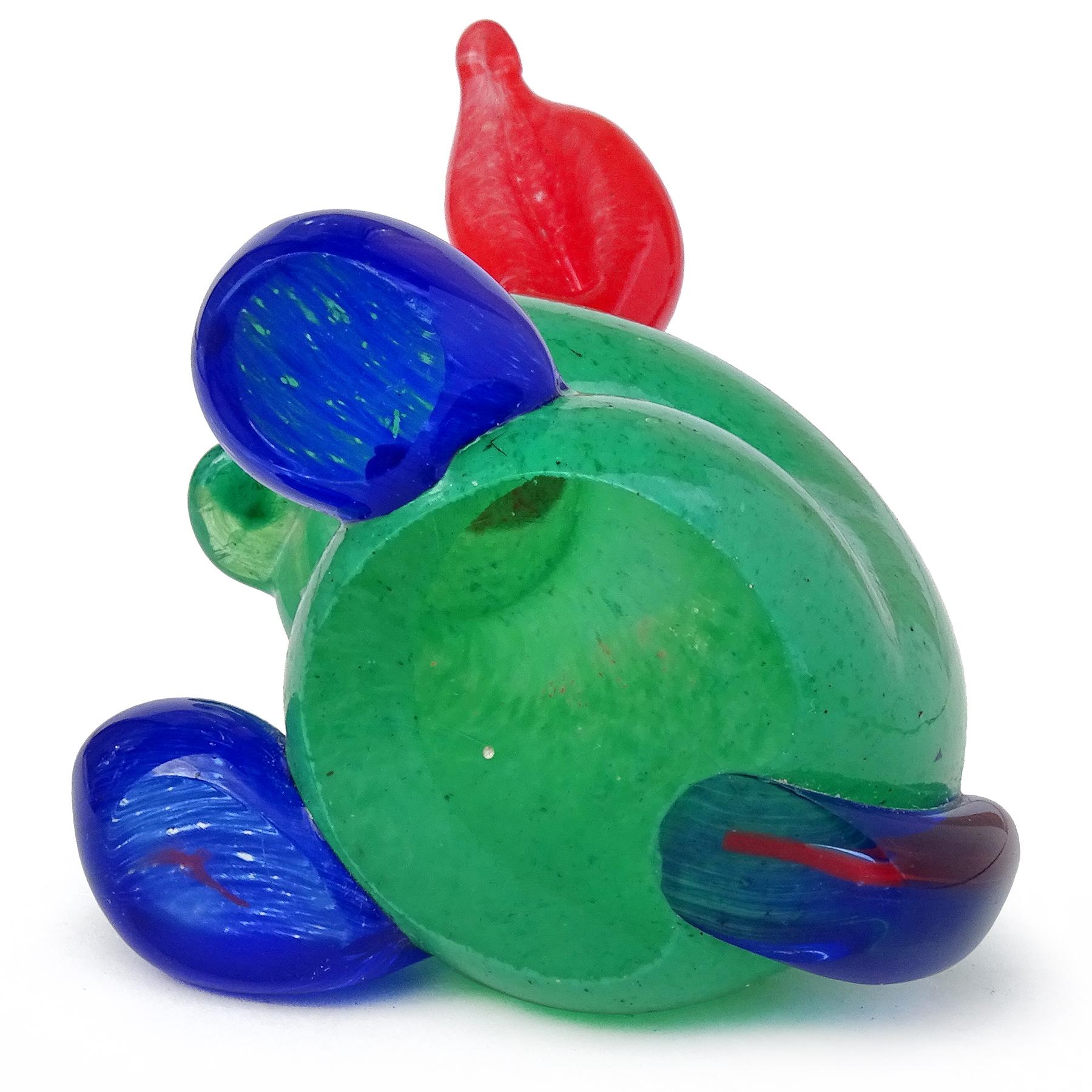Murano Gambaro Poggi Green Red Blue Italian Art Glass Rabbit Figurine Sculpture For Sale 1