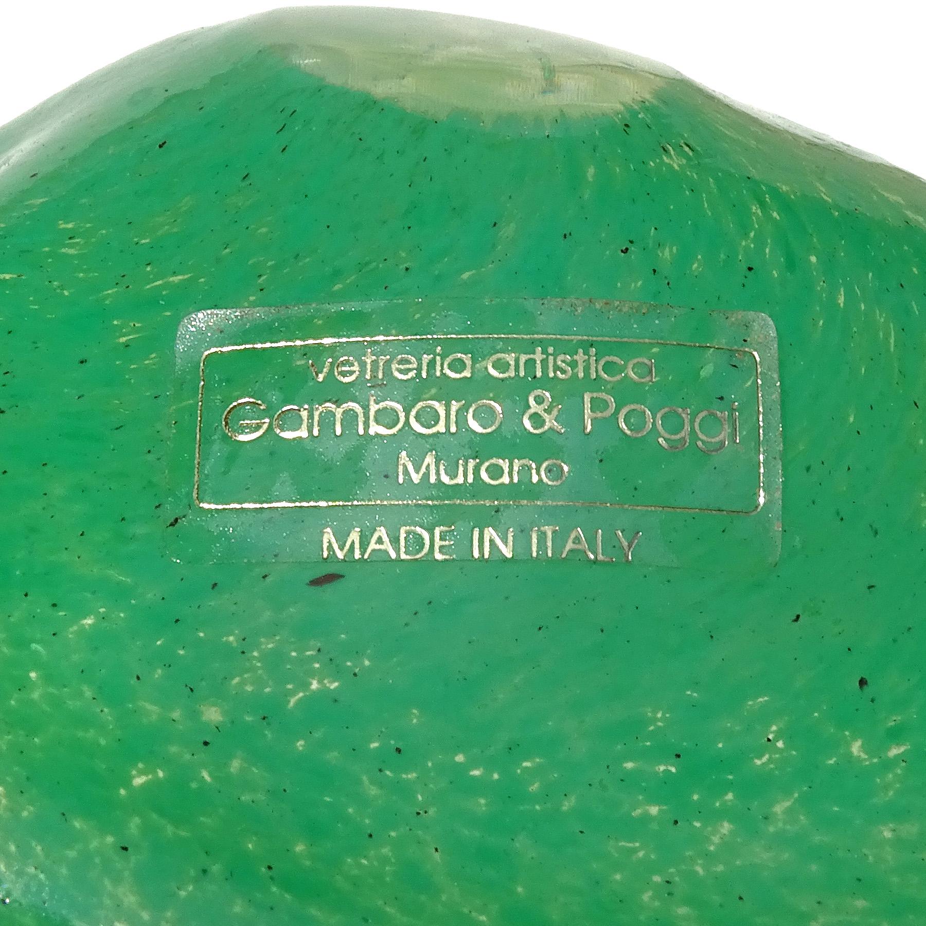 20th Century Murano Gambaro Poggi Green Red Blue Italian Art Glass Turtle Figure Paperweight For Sale