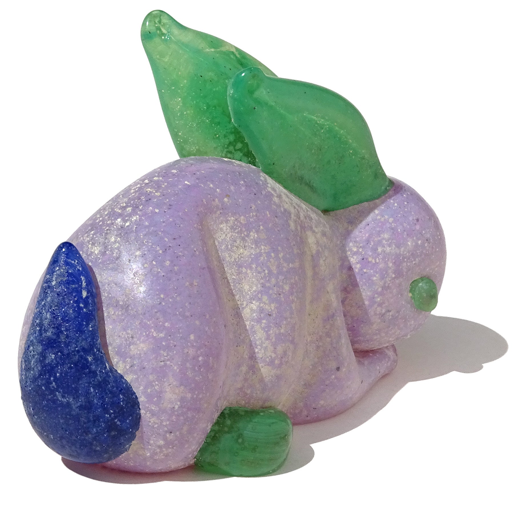 Murano Gambaro Poggi Purple Scavo Italian Art Glass Rabbit Figurine Paperweight In Good Condition For Sale In Kissimmee, FL