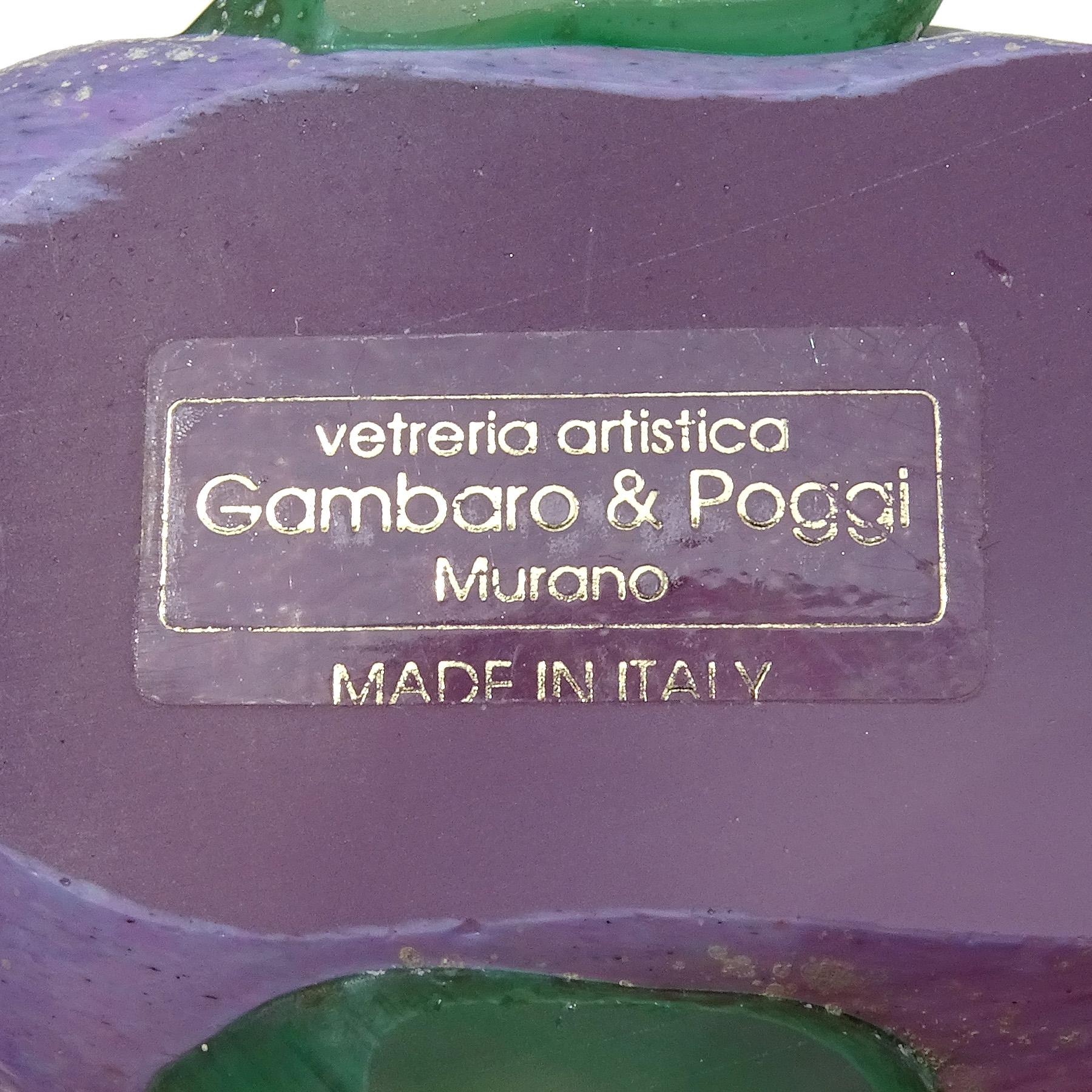 Murano Gambaro Poggi Purple Scavo Italian Art Glass Rabbit Figurine Paperweight For Sale 1