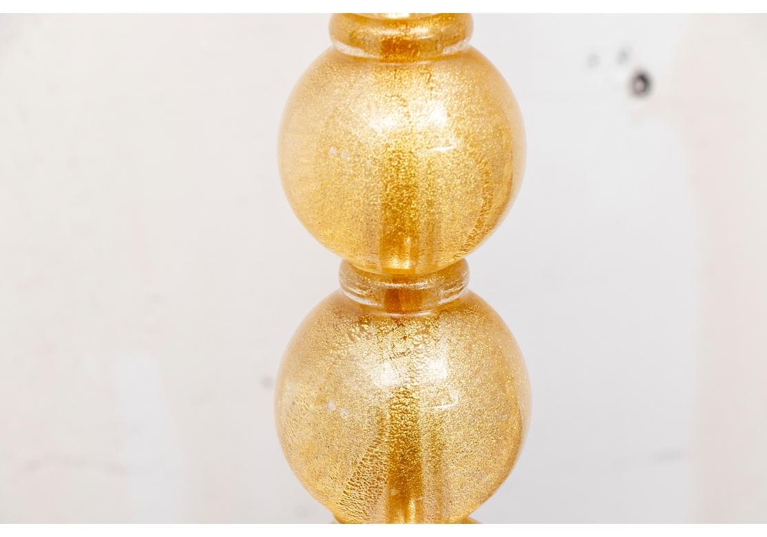 Italiano Murano Gilt Glass Bubble Table Lamps - Pair #1 in vendita