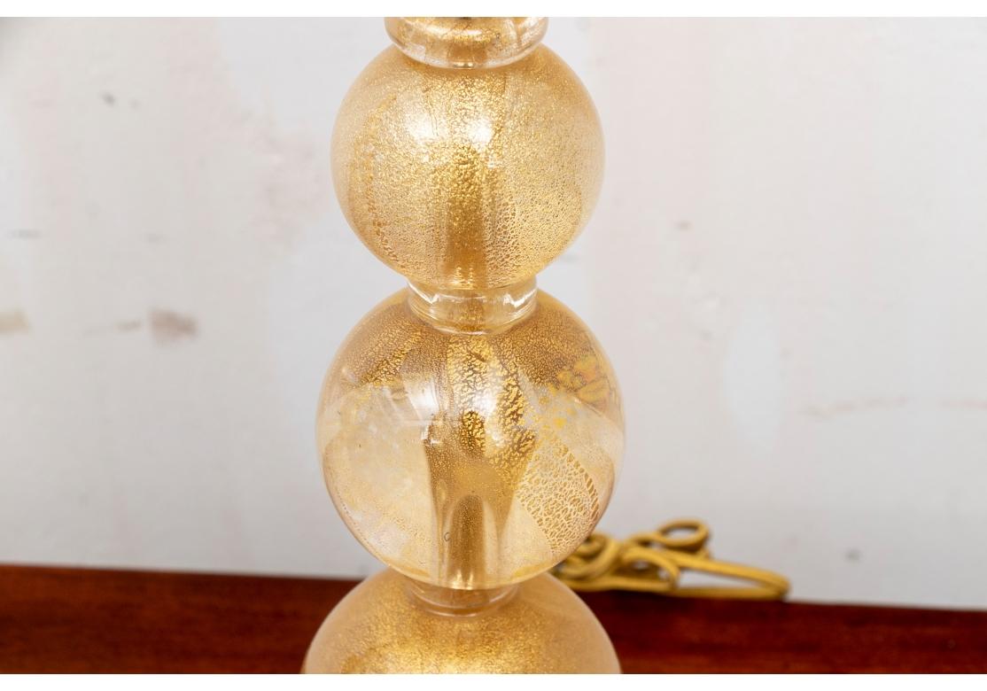 XX secolo Murano Gilt Glass Bubble Table Lamps - Pair #1 in vendita