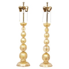 Murano Gilt Glass Bubble Table Lamps - Pair #1