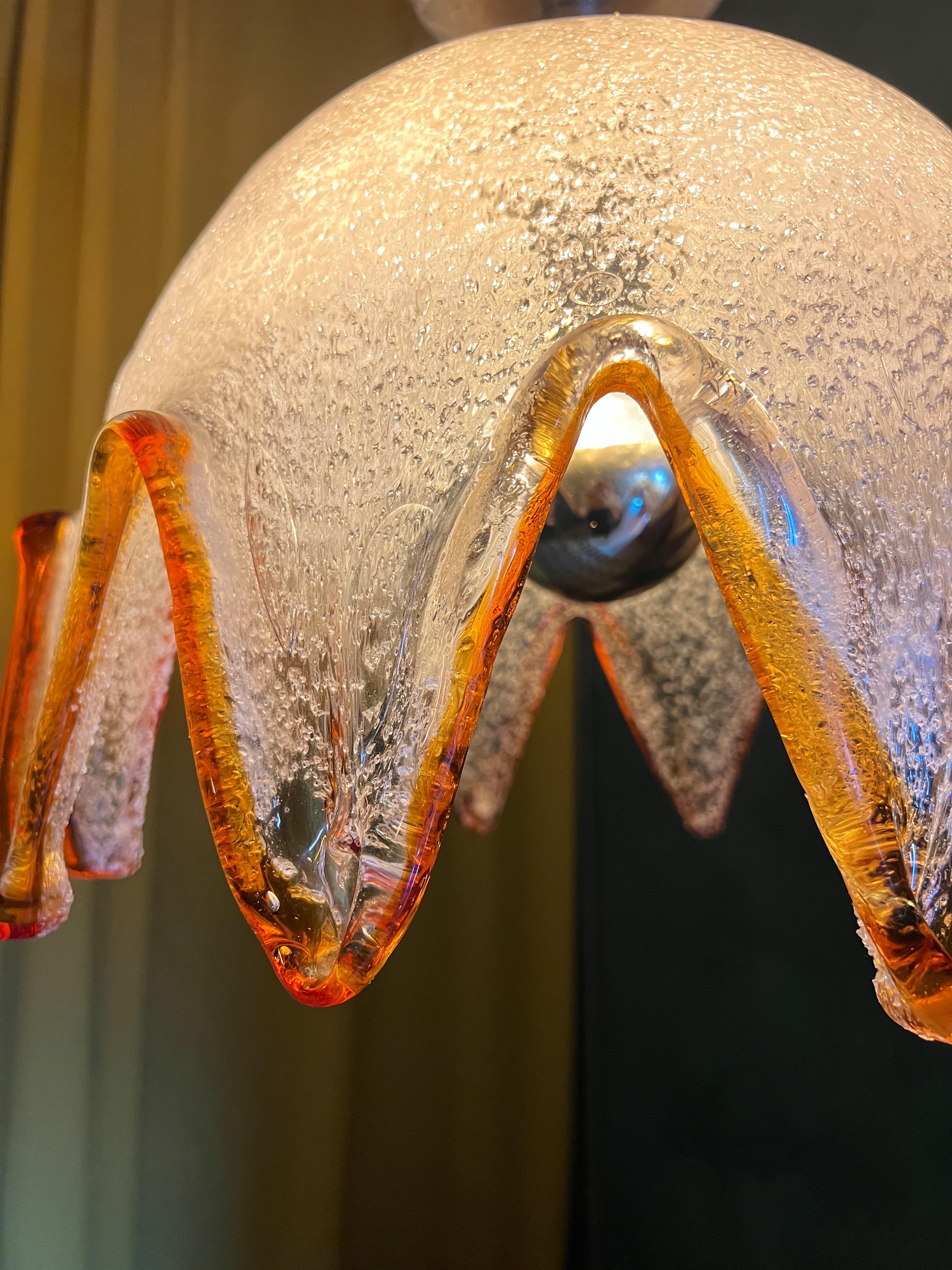 Lampe à suspension en verre de Murano par Mazzega Murano 1970 Italie en vente 4