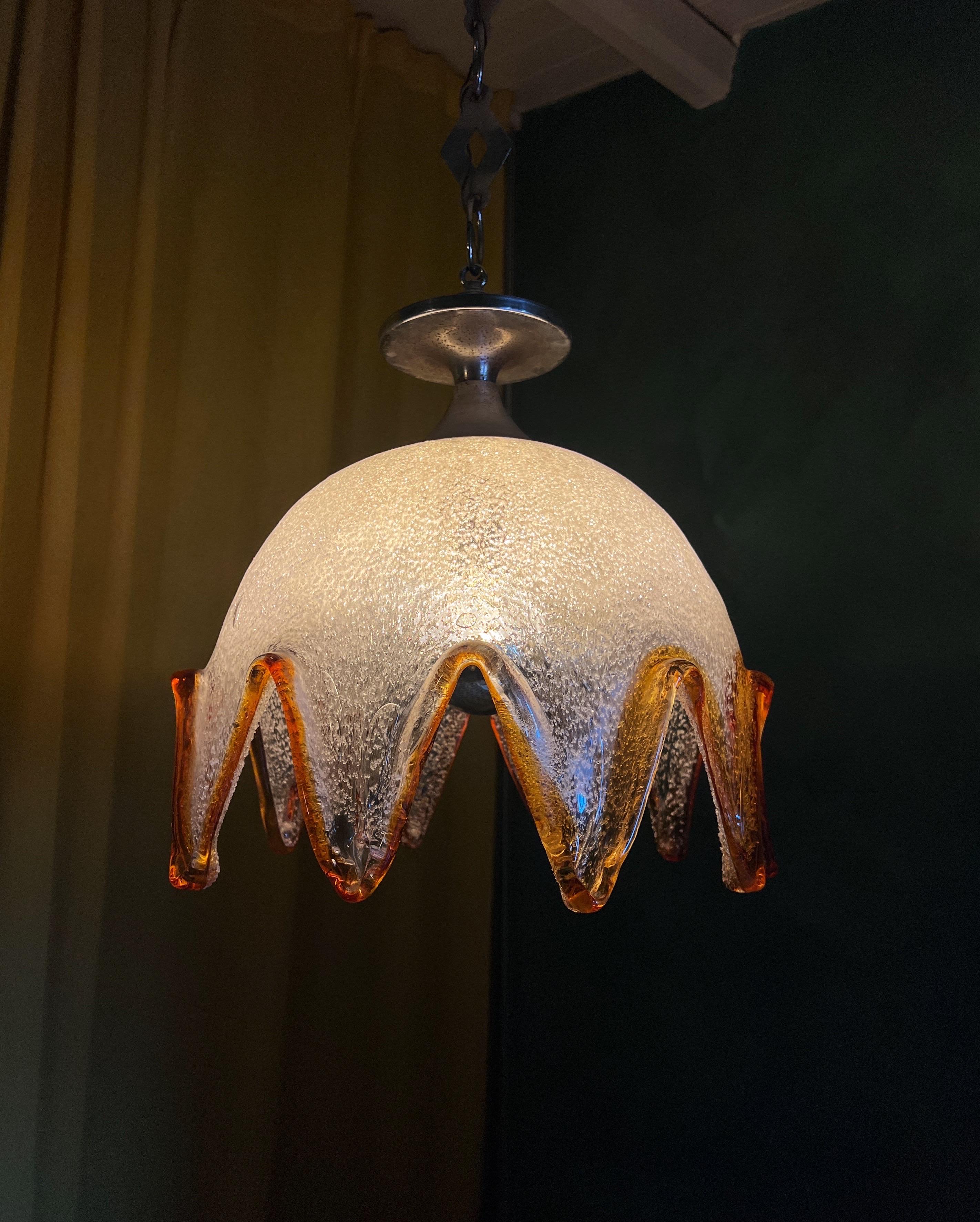 Lampe à suspension en verre de Murano par Mazzega Murano 1970 Italie en vente 6