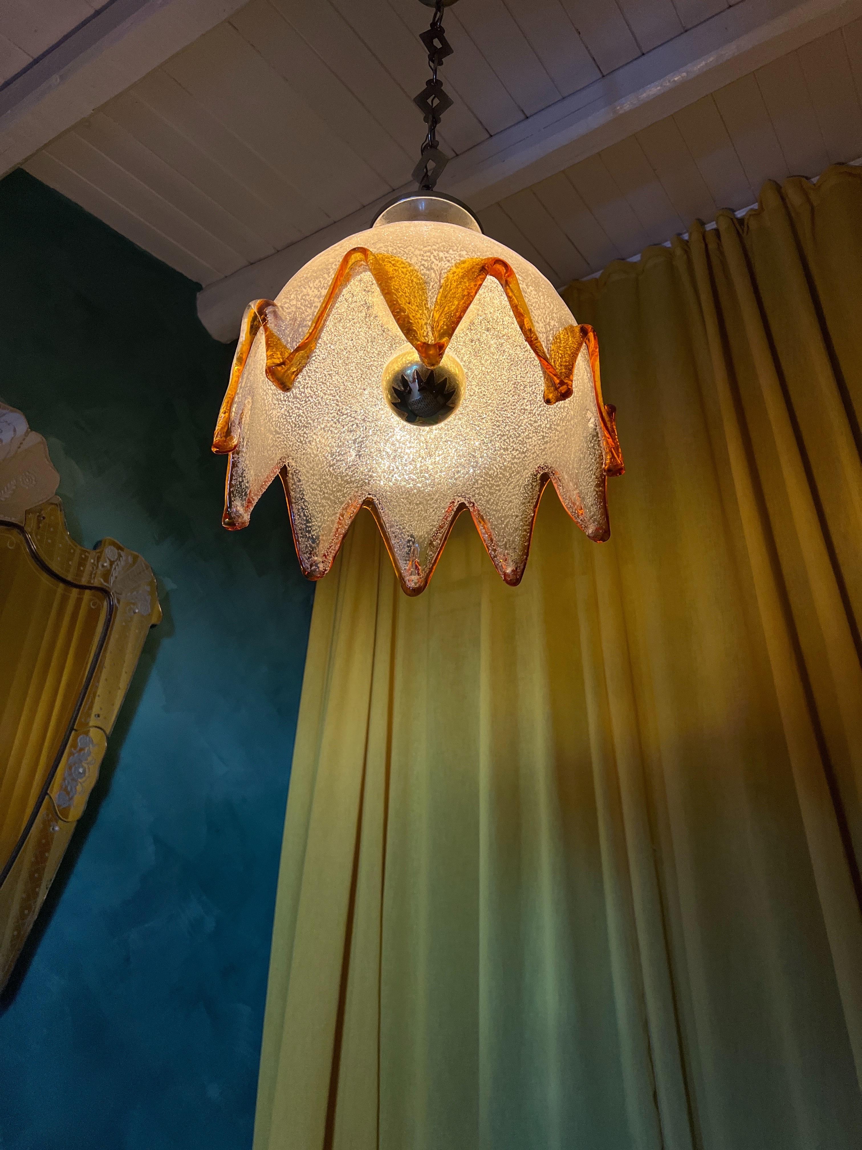 Lampe à suspension en verre de Murano par Mazzega Murano 1970 Italie Bon état - En vente à Palermo, PA