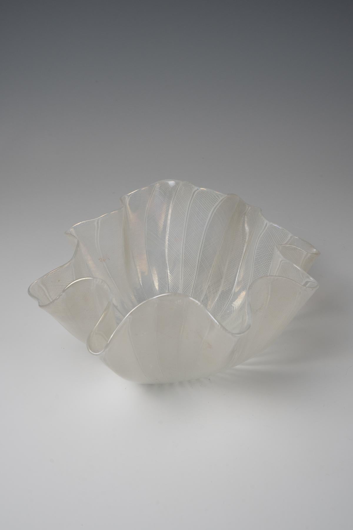 Vaso in Italia Glas Italia Murini Fazzoletto filigrana, firmato In condizioni buone in vendita a Zurich, CH