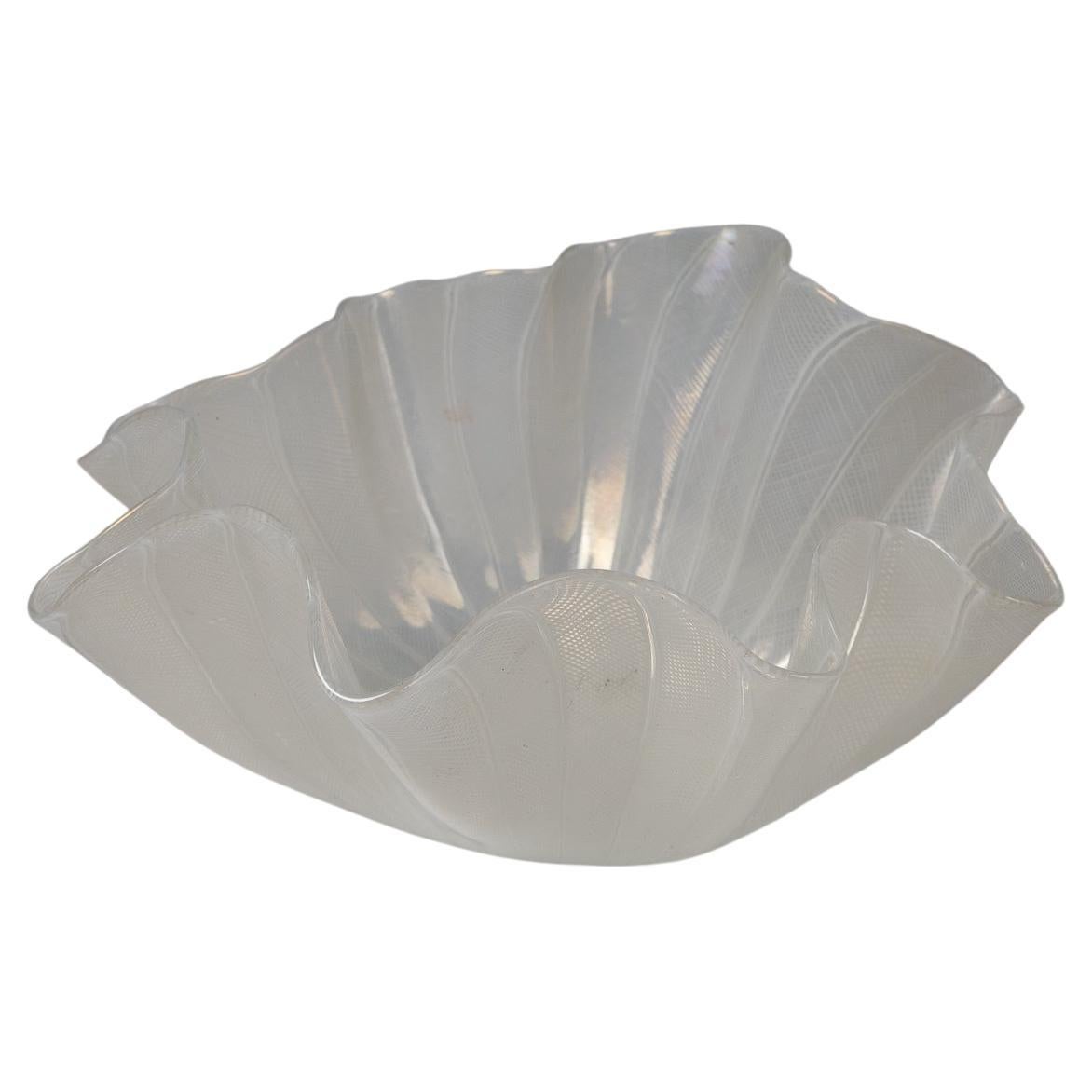 Murano Glas Vase Venini Murano Italia Fazzoletto filigrana, signiert