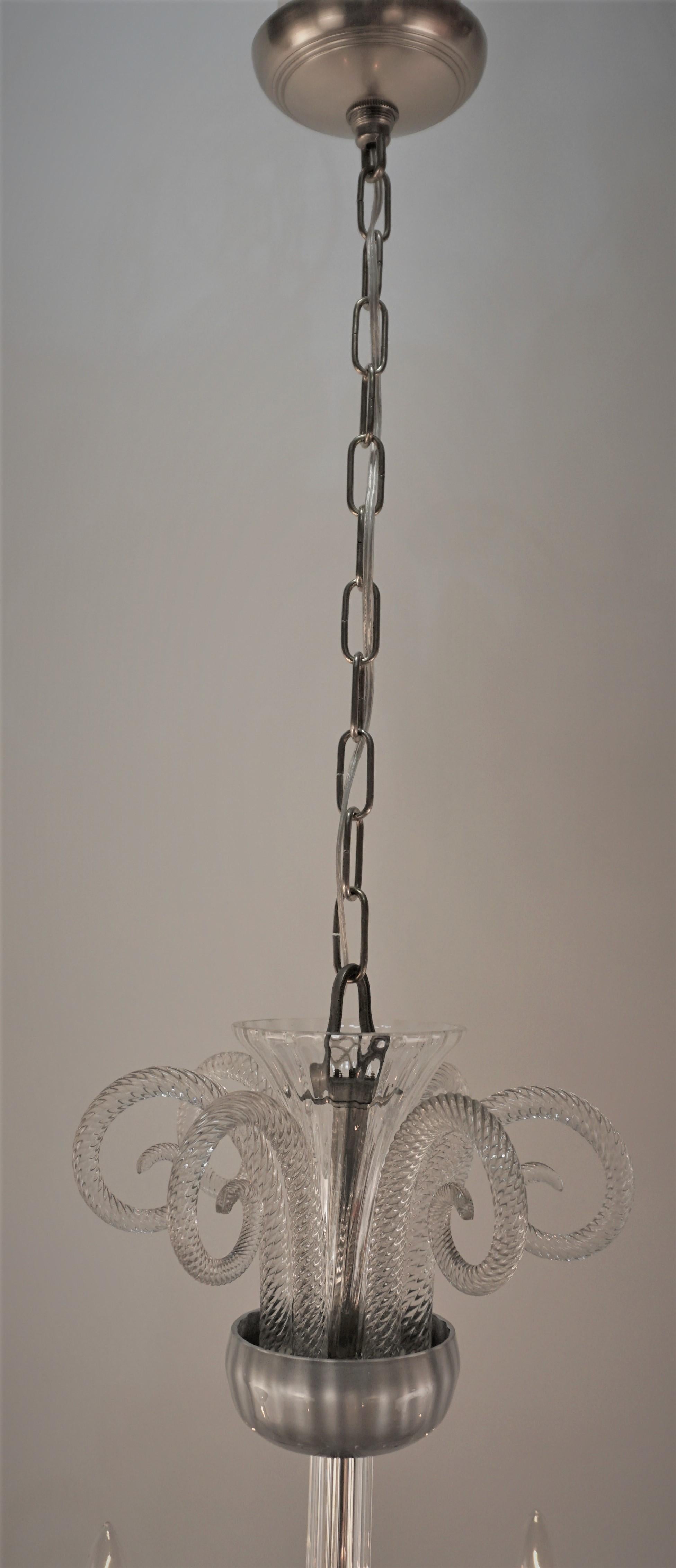 Murano Glass 1930s Clear Glass Chandelier For Sale 2