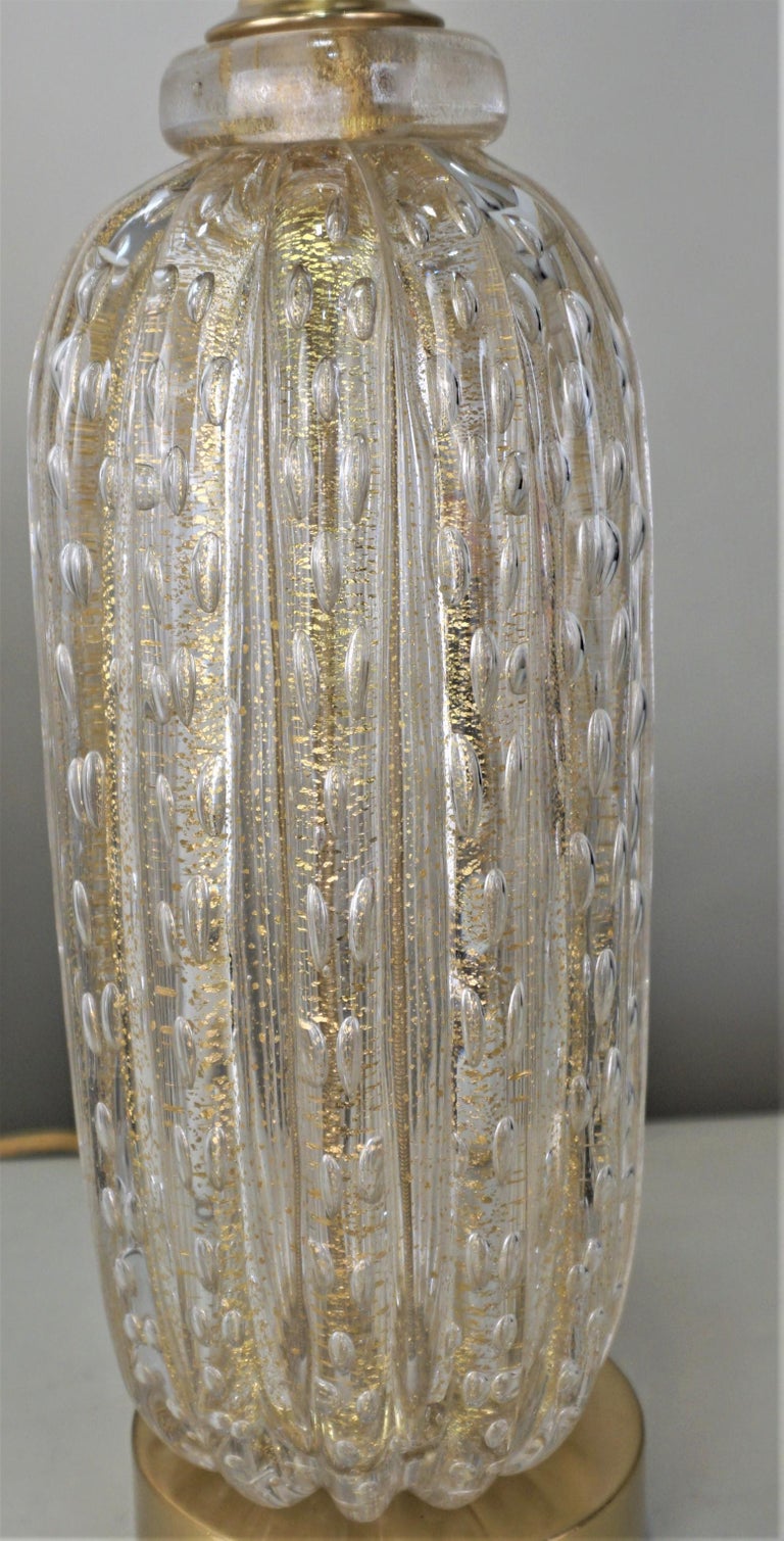 Brass Murano Glass 1970s Table Lamp For Sale