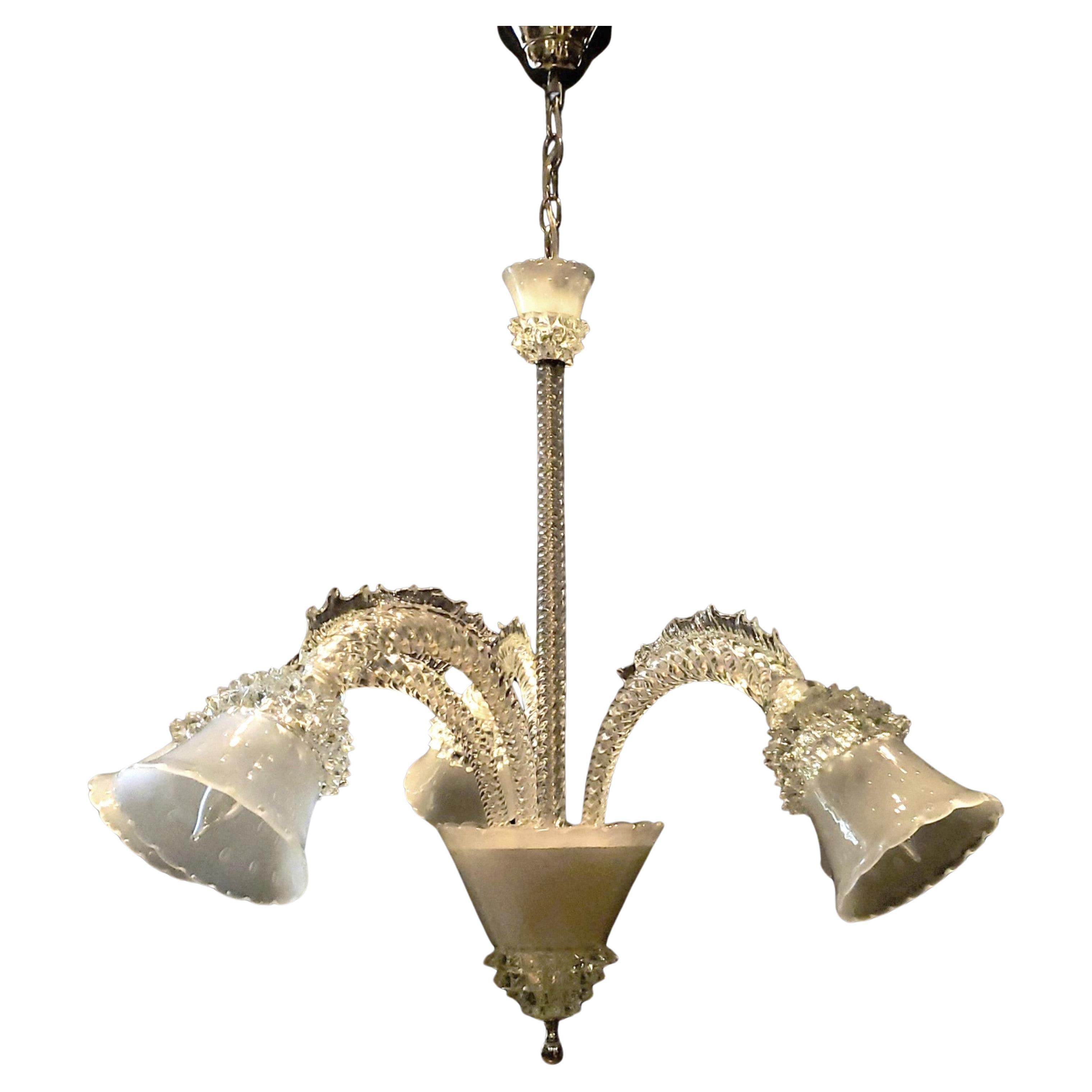 Murano Glass 4 C Arms Control Bubble Rostrato Chandelier For Sale