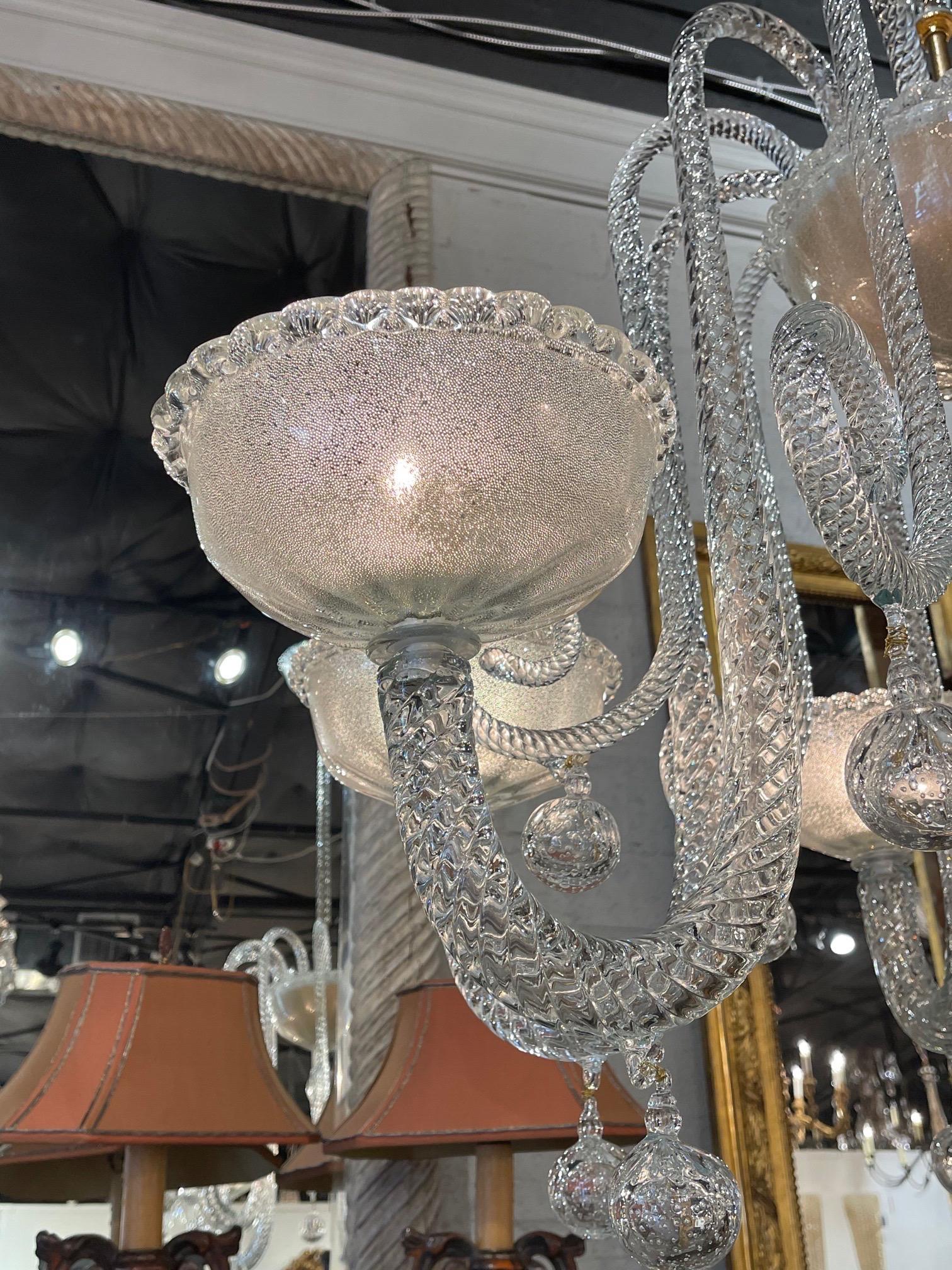 Murano Glass 6 Arm Chandelier For Sale 1