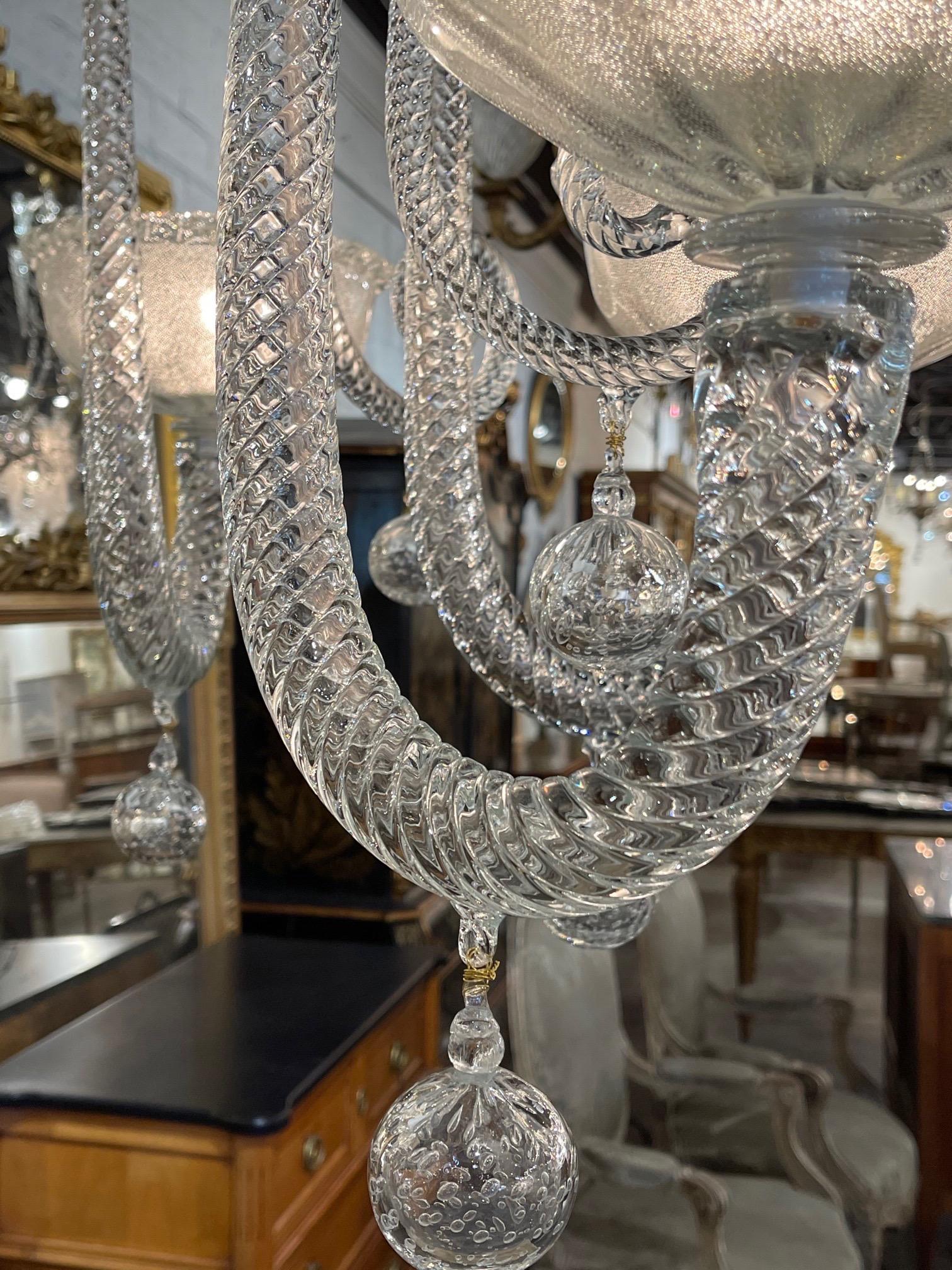 Murano Glass 6 Arm Chandelier For Sale 3