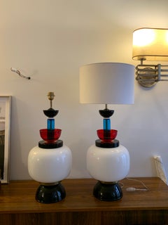 Table Lamps XXL Ettore Sottsass Style in glass Italy Murano 1970