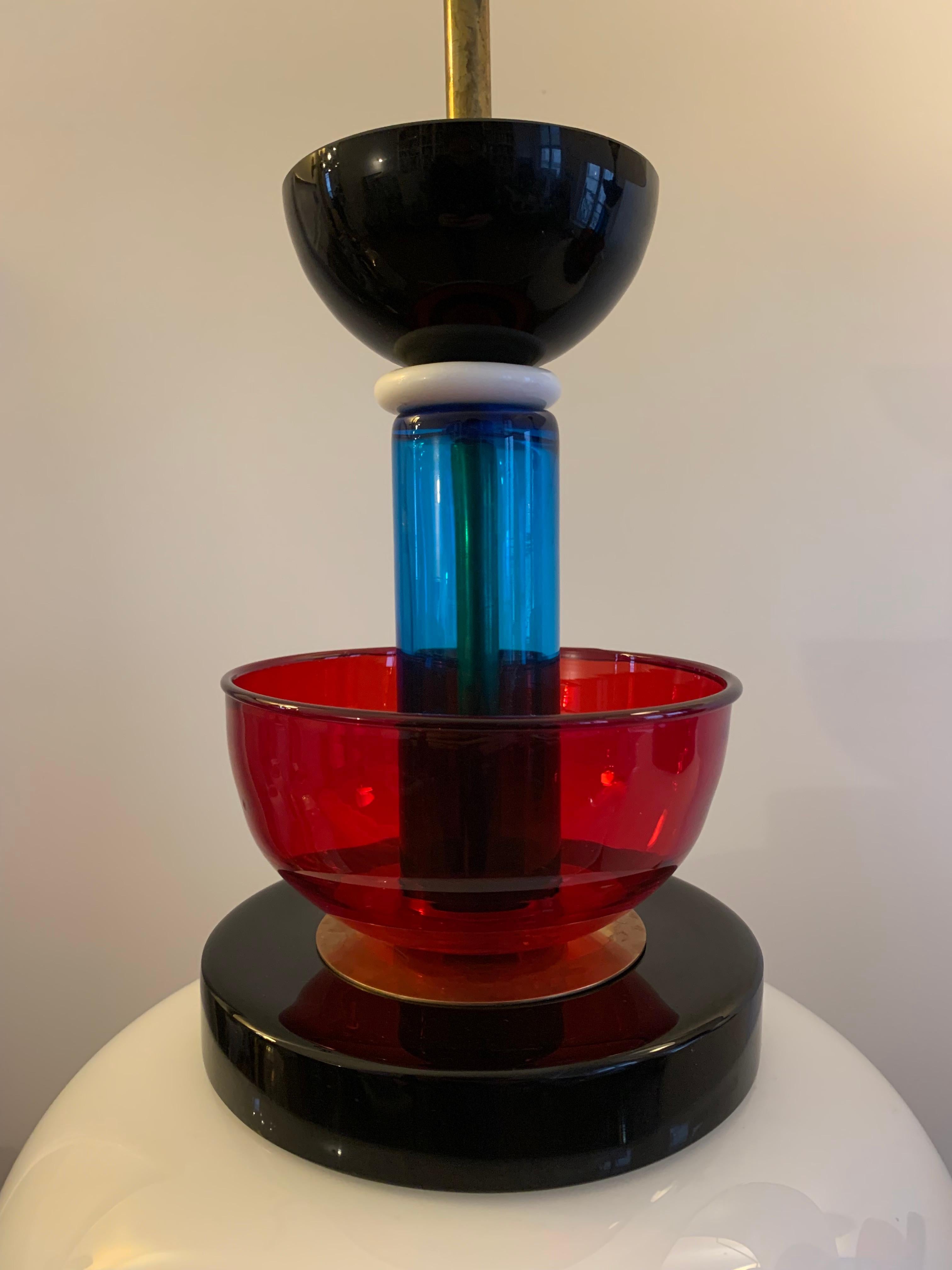 Pair of Table Lamps  Ettore Sottsass Style in glass Italy Murano 1970 For Sale 1