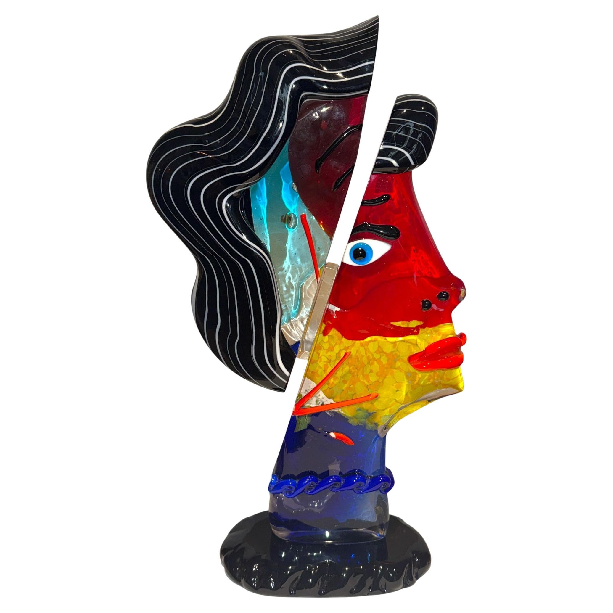 Murano Glass Abstract Head Sculpture by Maestro Fabio Tagliapietra, 21th Century