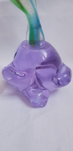 Large Murano Glass Abstract Nude Sculpture with Gold Leaf Signed