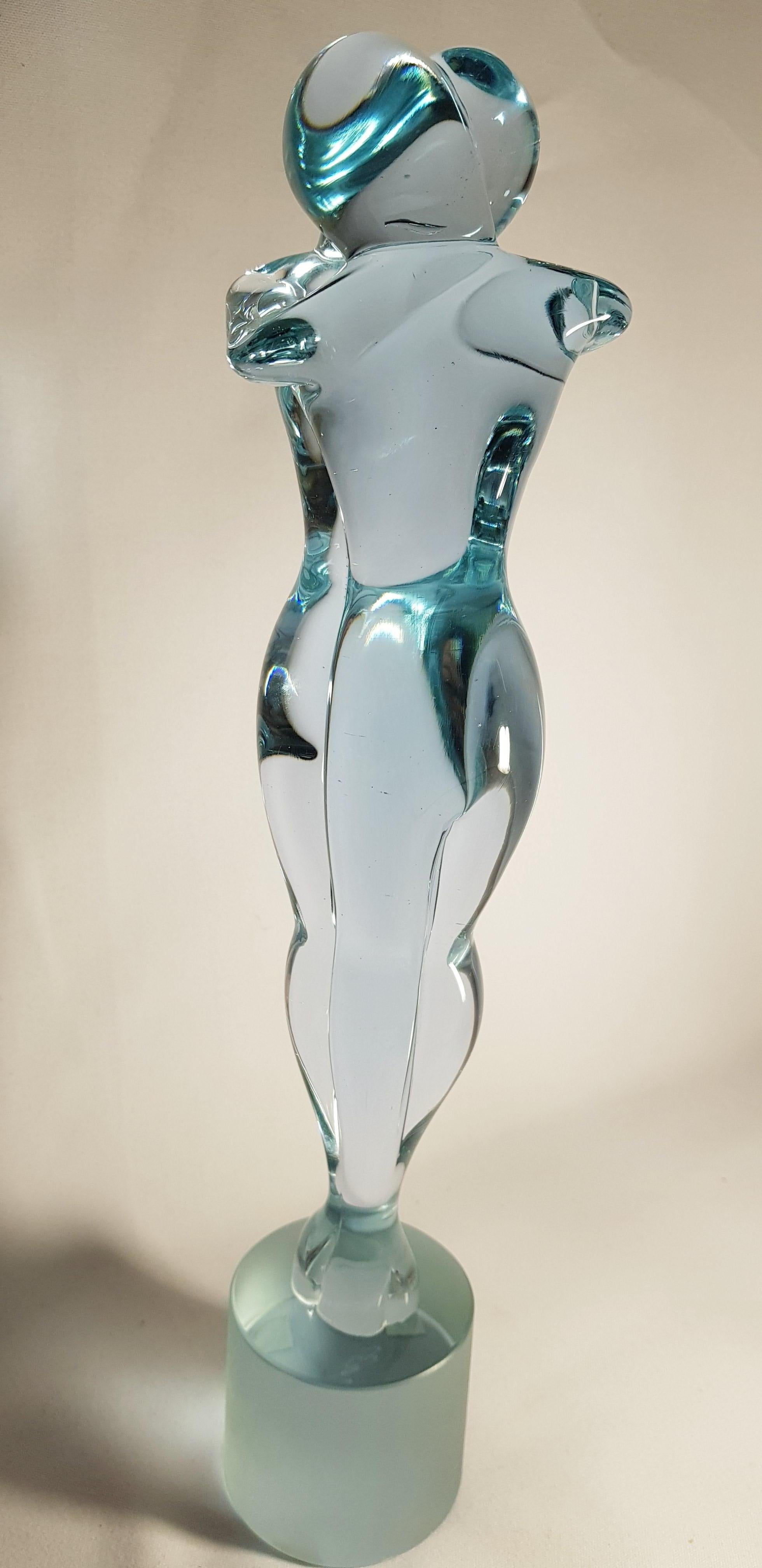 Hand-Crafted Murano glass abstract sculpture Neodymium Alexandrit signed  For Sale