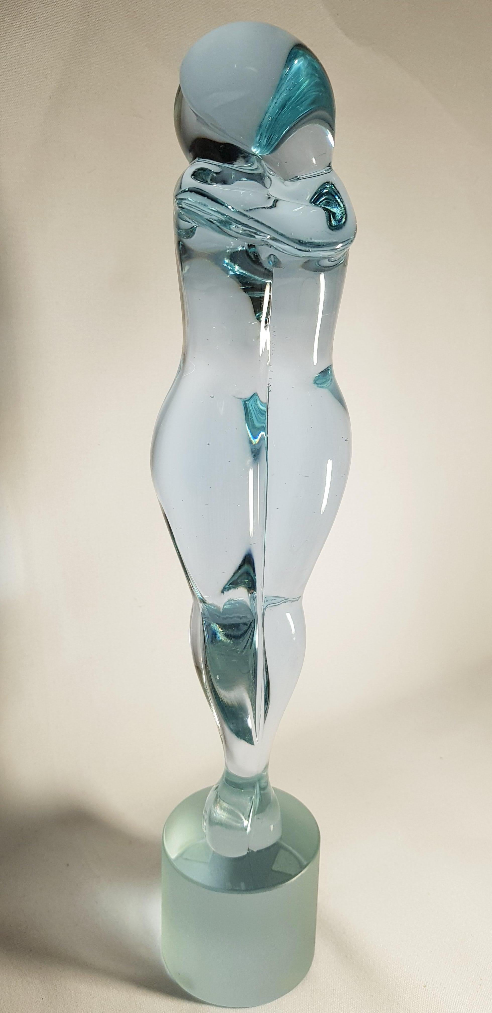 Murano glass abstract sculpture Neodymium Alexandrit signed  In Excellent Condition For Sale In Grantham, GB