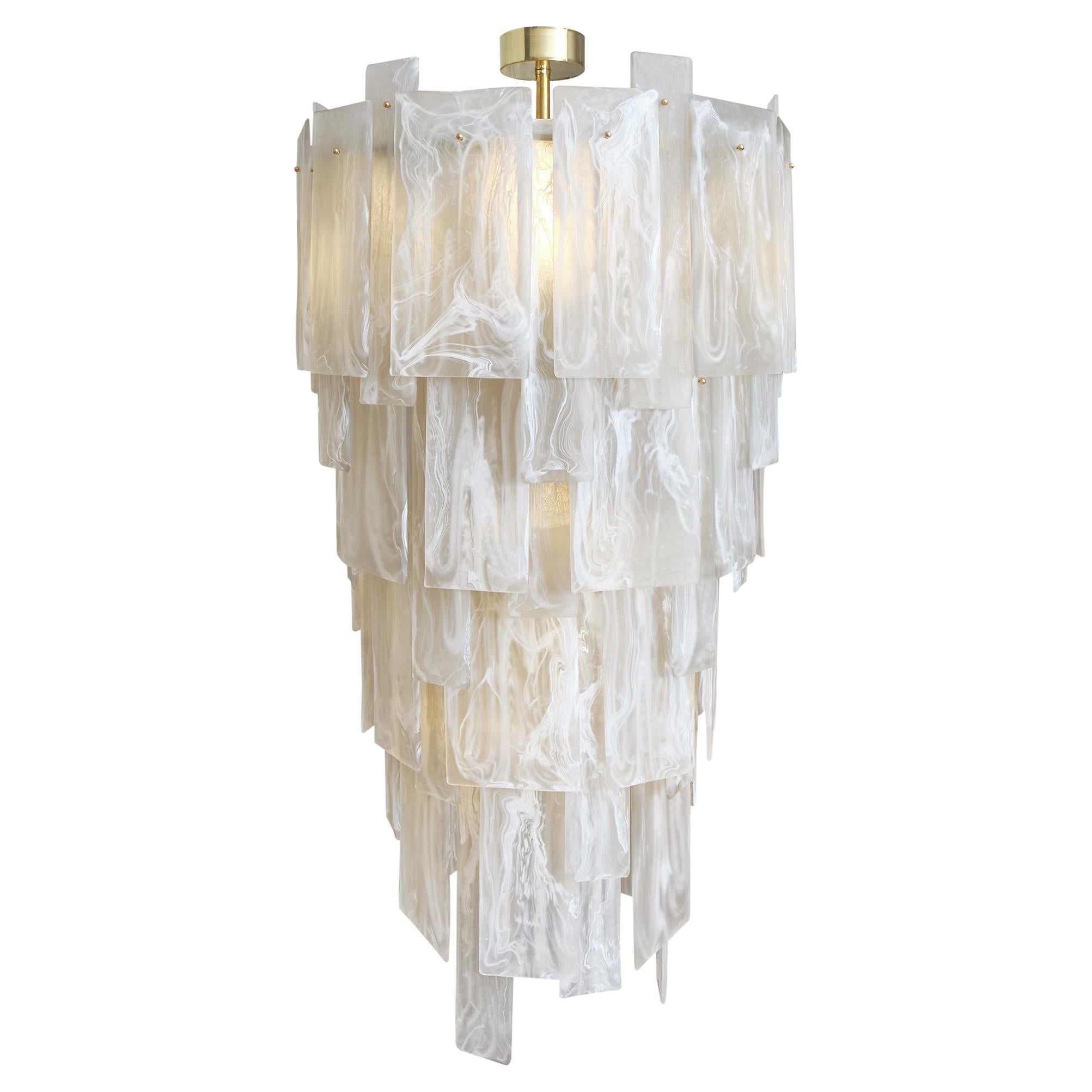 Murano Glass Alabaster Chandelier For Sale