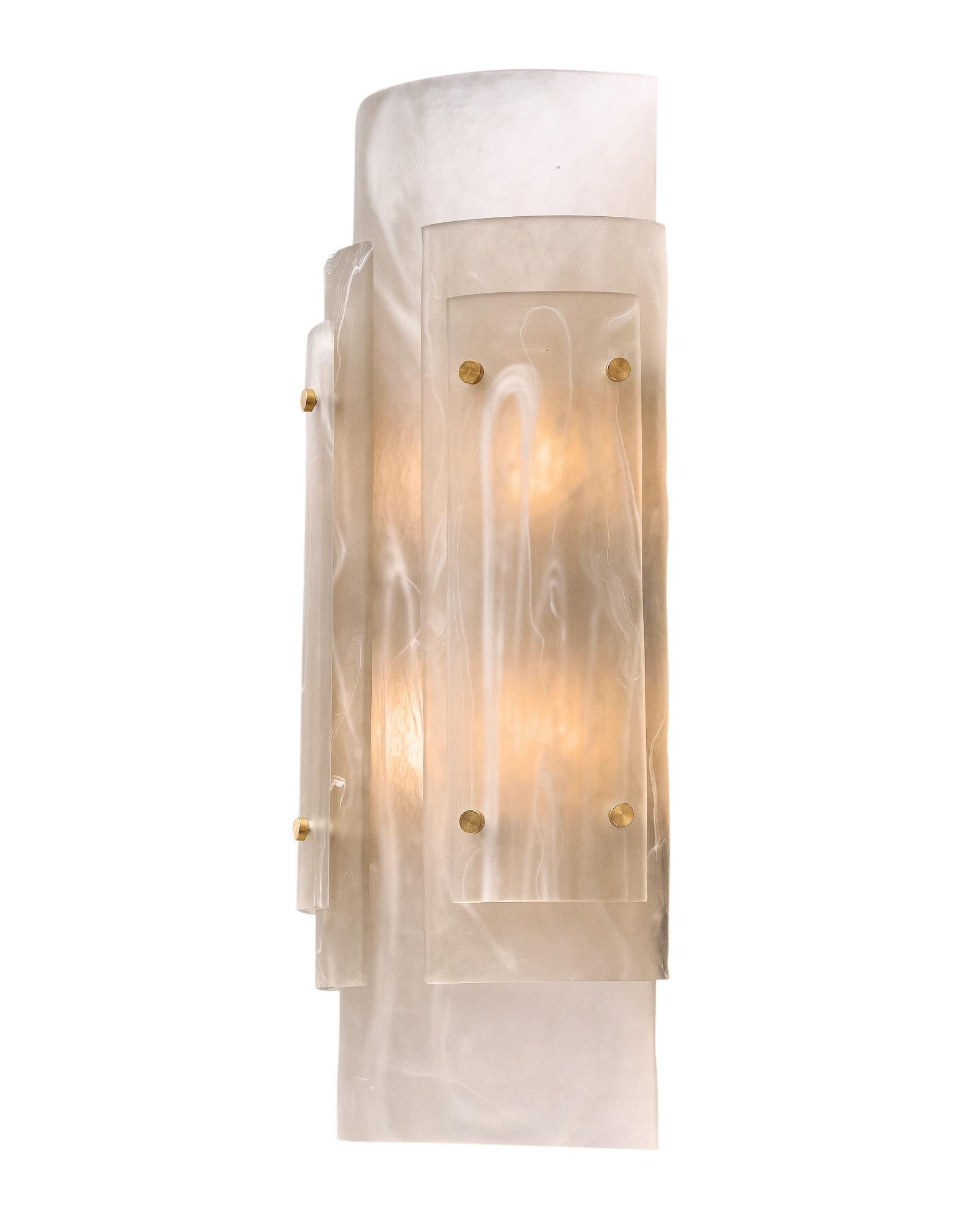Murano Glass Alabaster Sconces In New Condition For Sale In Austin, TX