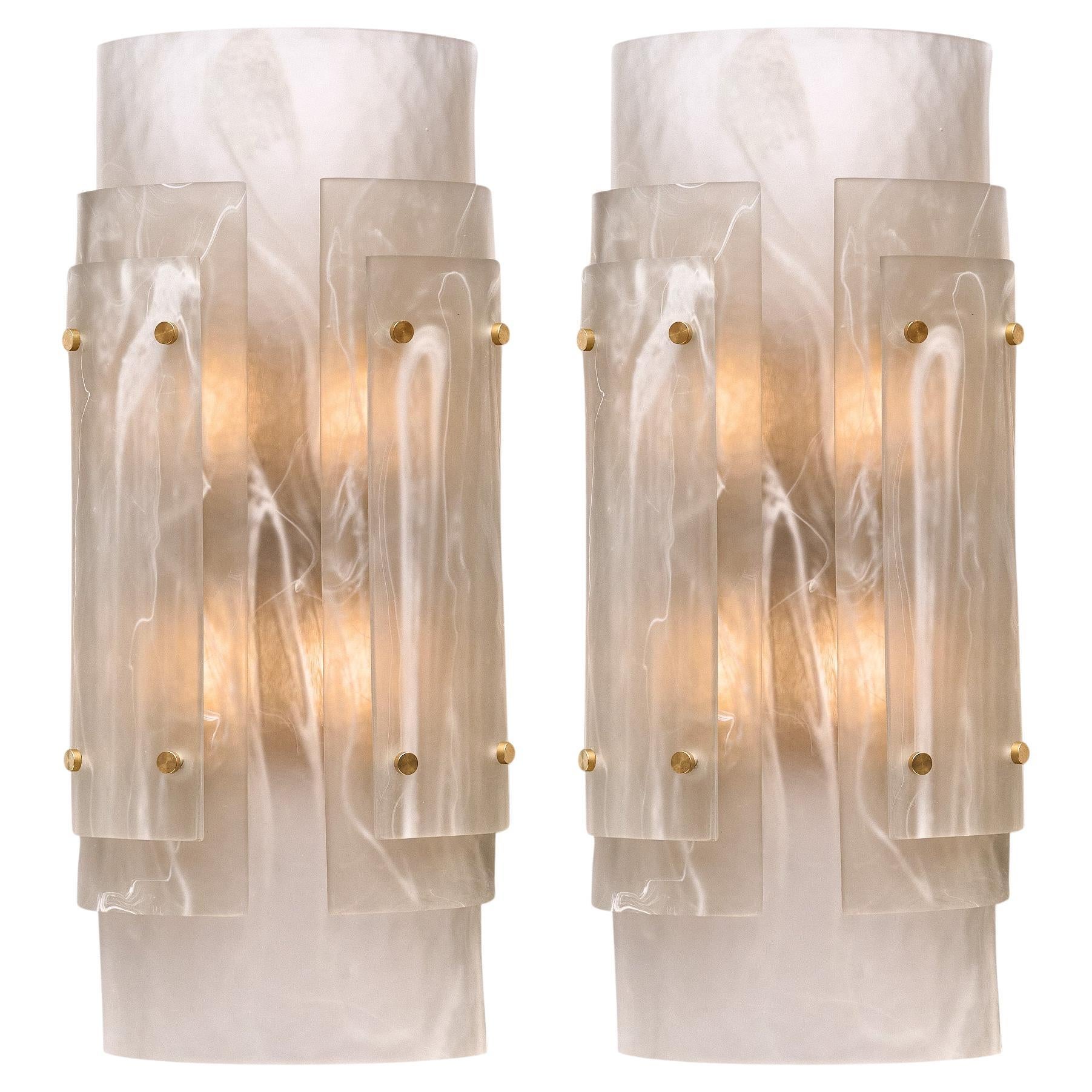 Murano Glass Alabaster Sconces For Sale