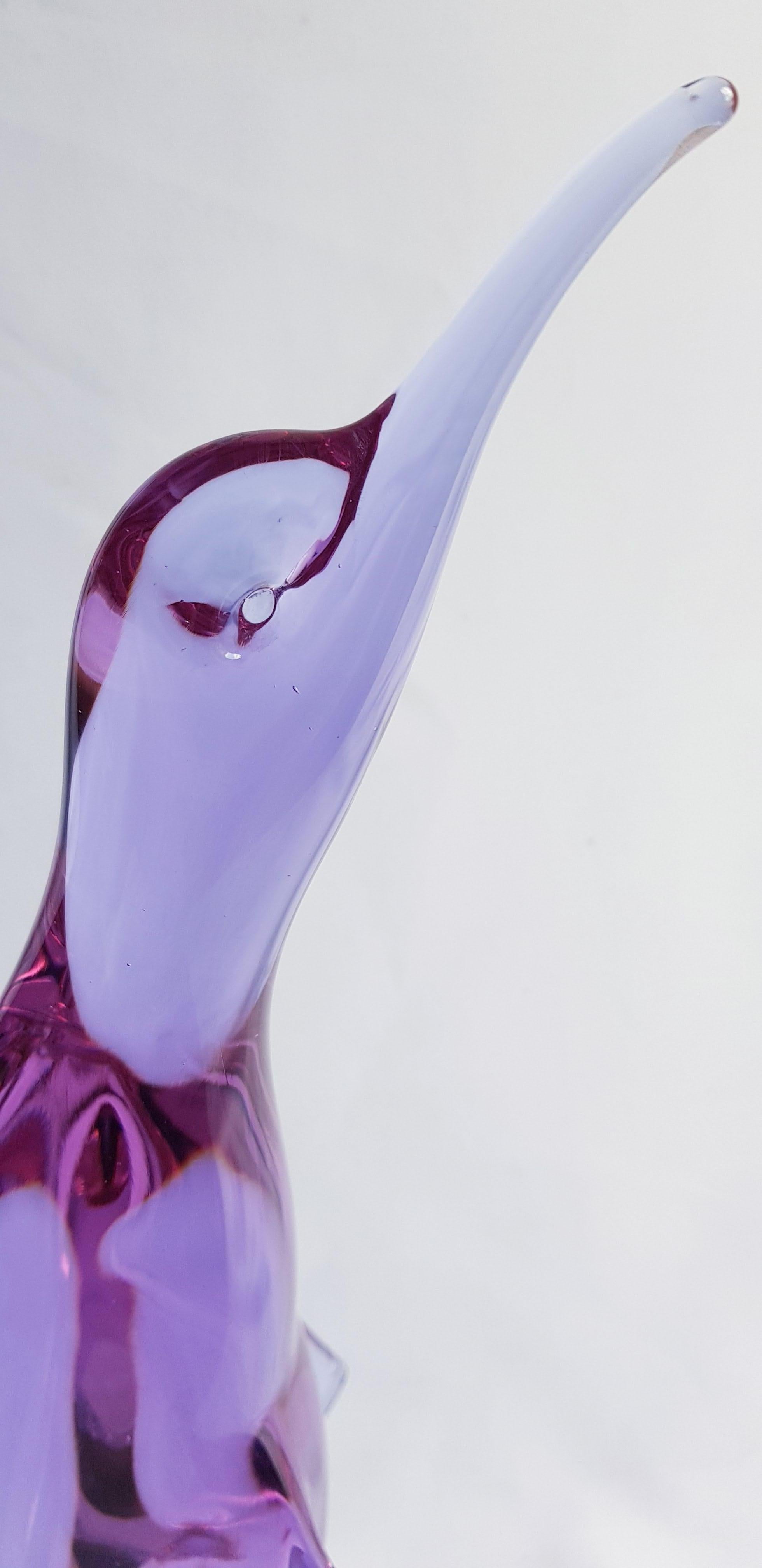 Italian Murano Glass Alexandrite Neodymium Penguin Signed by Licio Zanetti For Sale
