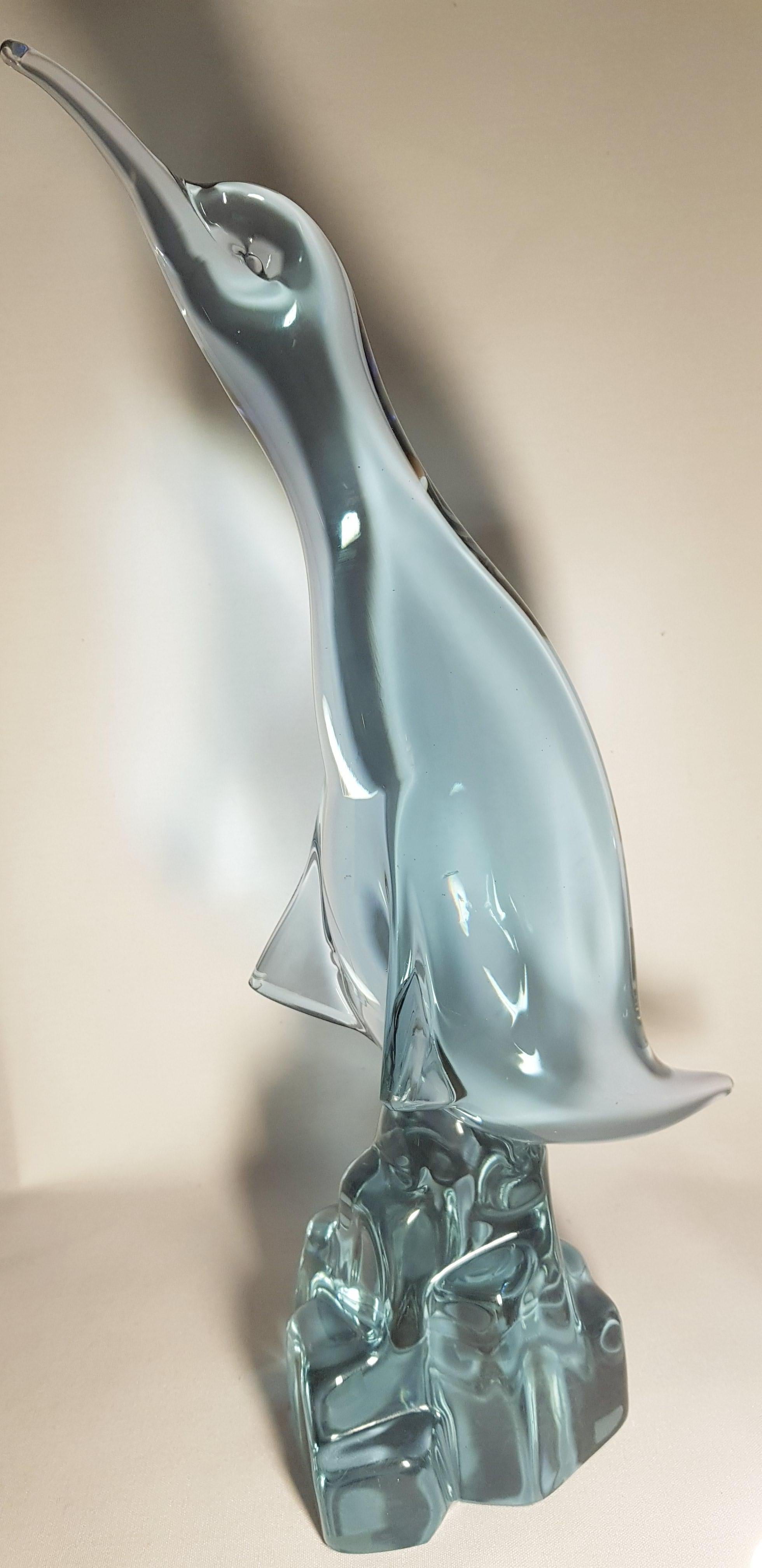 Murano Glass Alexandrite Neodymium Penguin Signed by Licio Zanetti In Excellent Condition For Sale In Grantham, GB