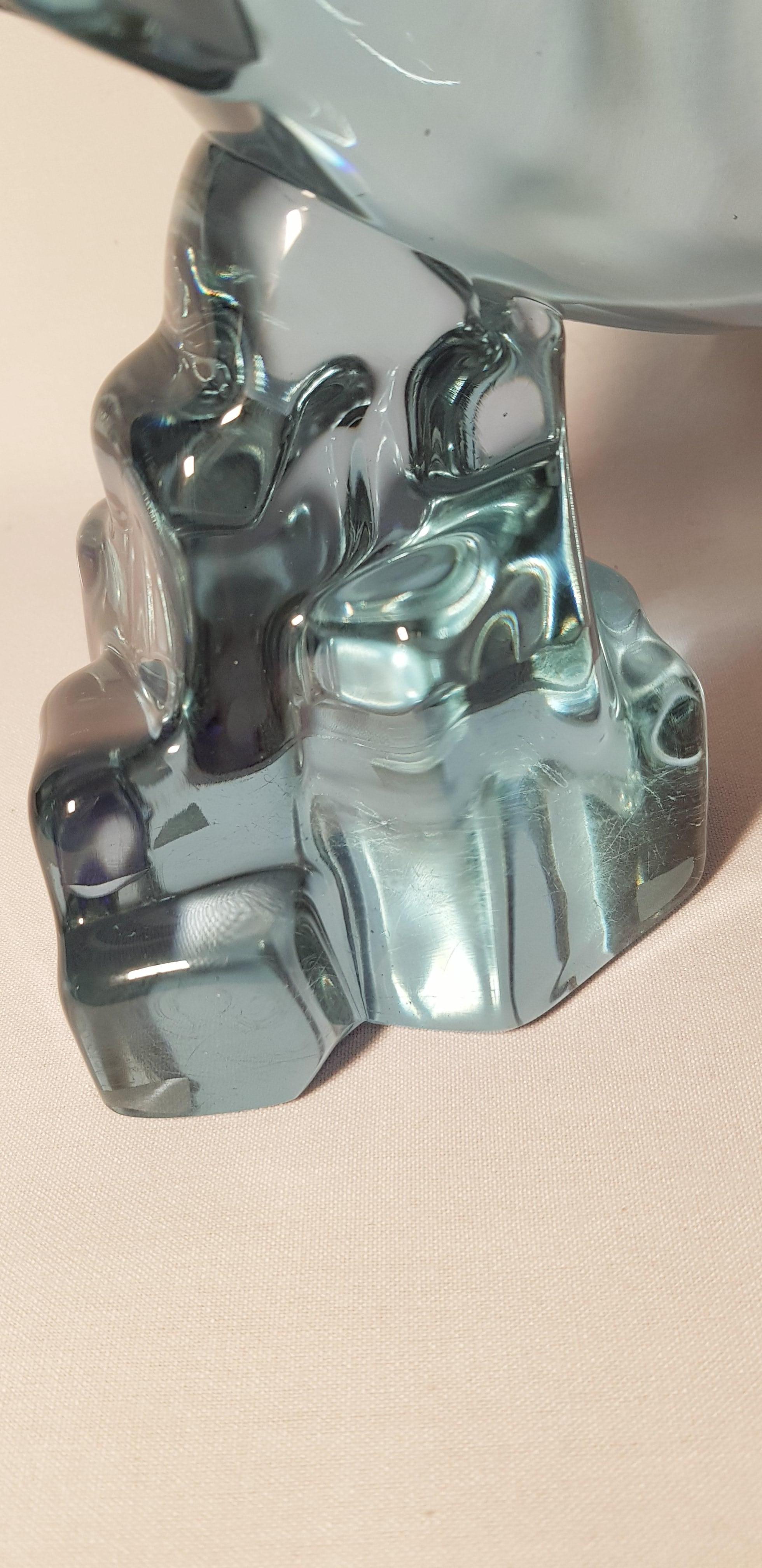 Mid-20th Century Murano Glass Alexandrite Neodymium Penguin Signed by Licio Zanetti For Sale