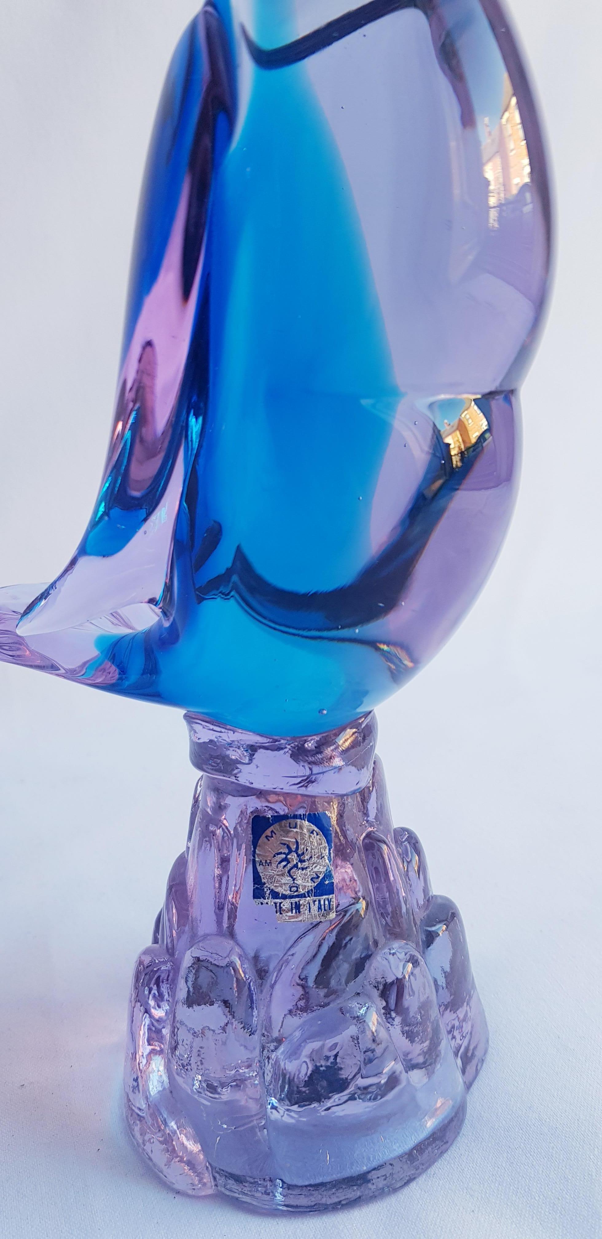 Italian Murano Glass Alexandrite Neodymium Sommerso Duck For Sale