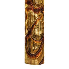 Pair of Modern Murano Glass Table Lamps, Amber & Gold, Italy, 2024