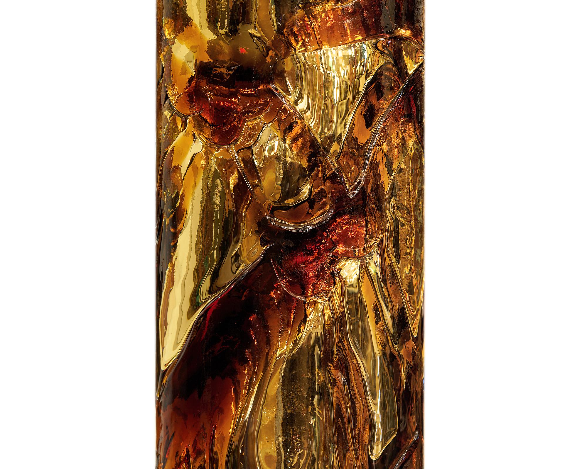 Italian Murano Glass Amber and Gold Lamps For Sale