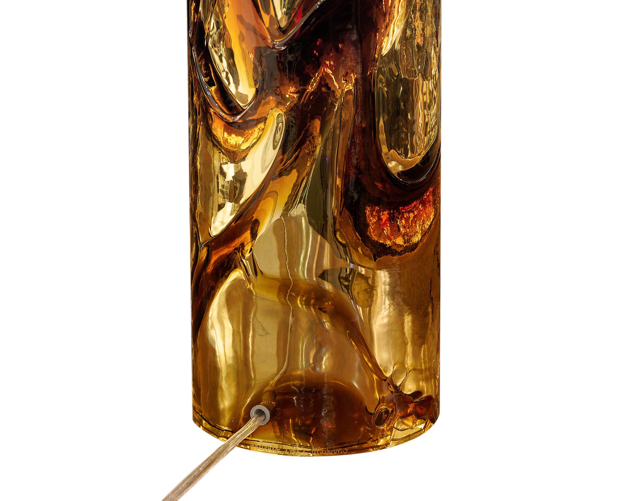 Murano Glass Amber and Gold Lamps In New Condition For Sale In Austin, TX