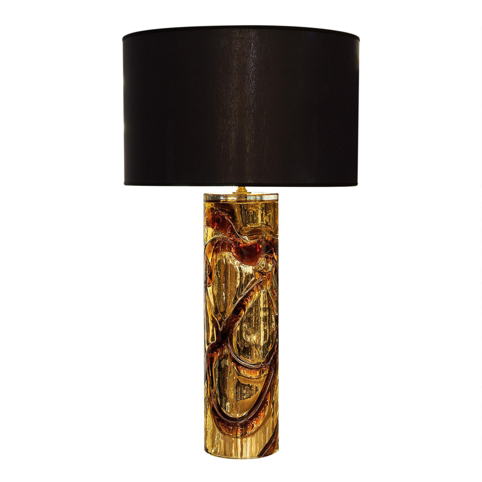 Murano Glass Amber and Gold Lamps For Sale 1