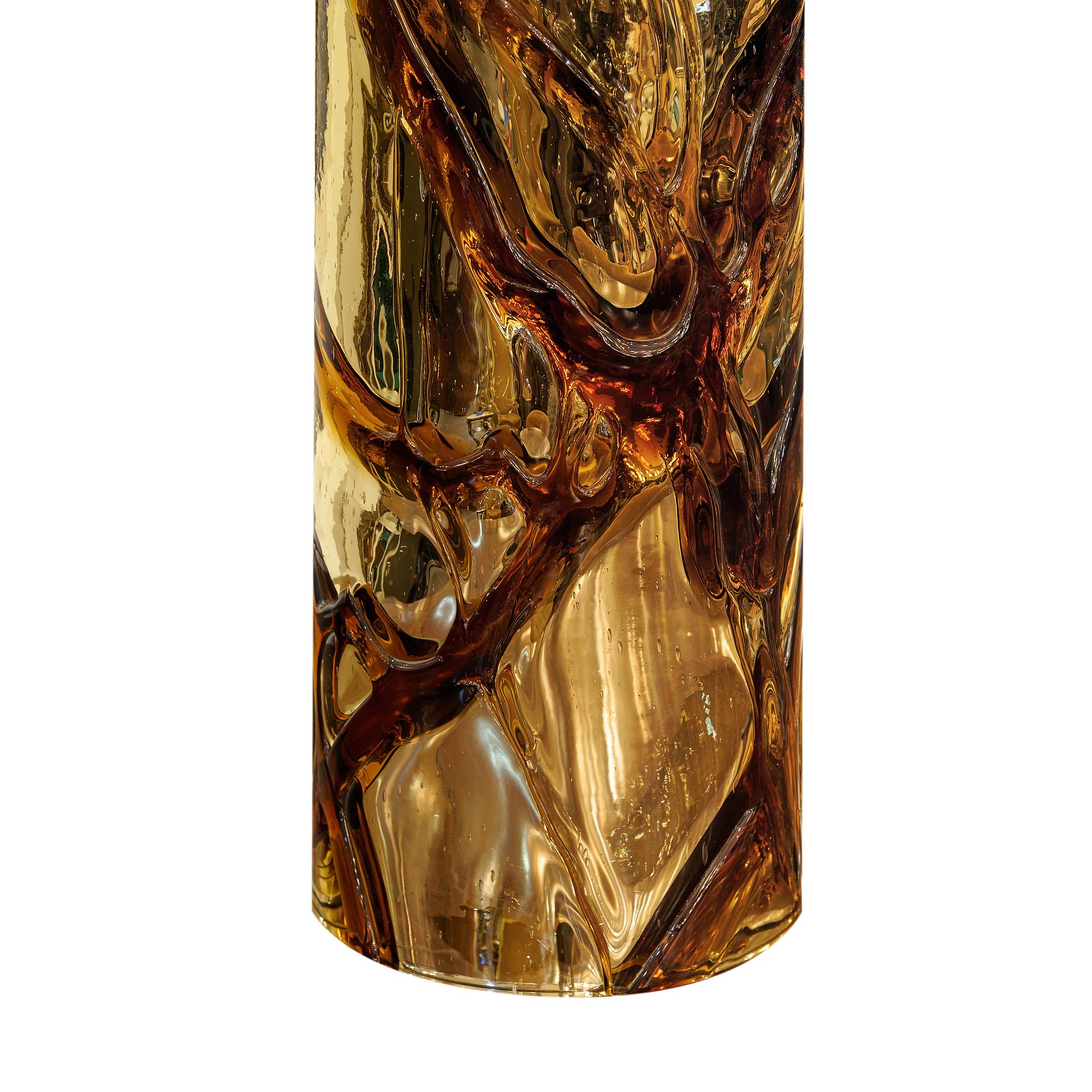 Murano Glass Amber and Gold Lamps For Sale 3